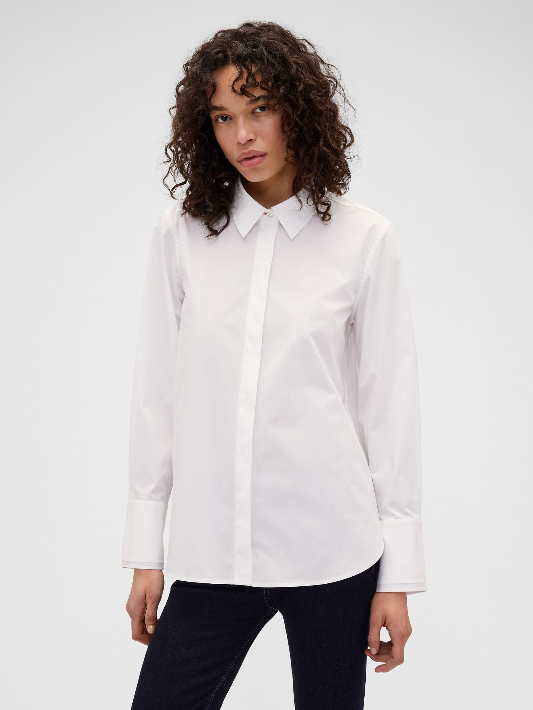 Gap x Victoria Beckham White Relaxed Poplin Shirt - Image 1 of 5
