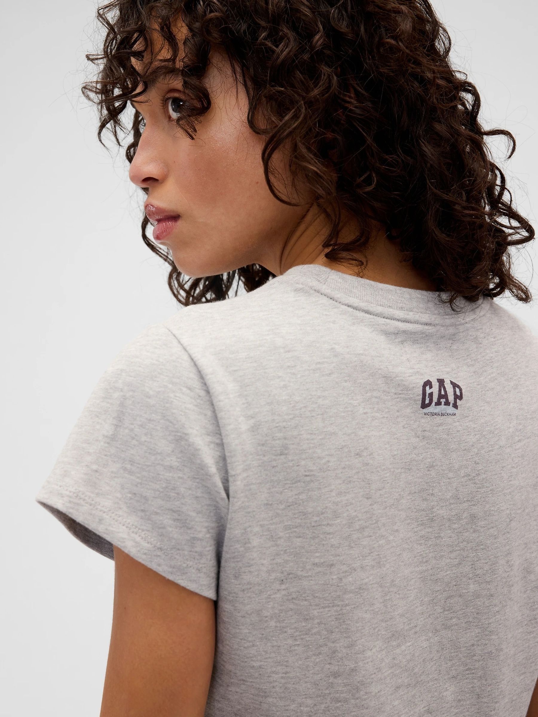 Gap x Victoria Beckham Grey Logo Crop T-Shirt - Image 4 of 5