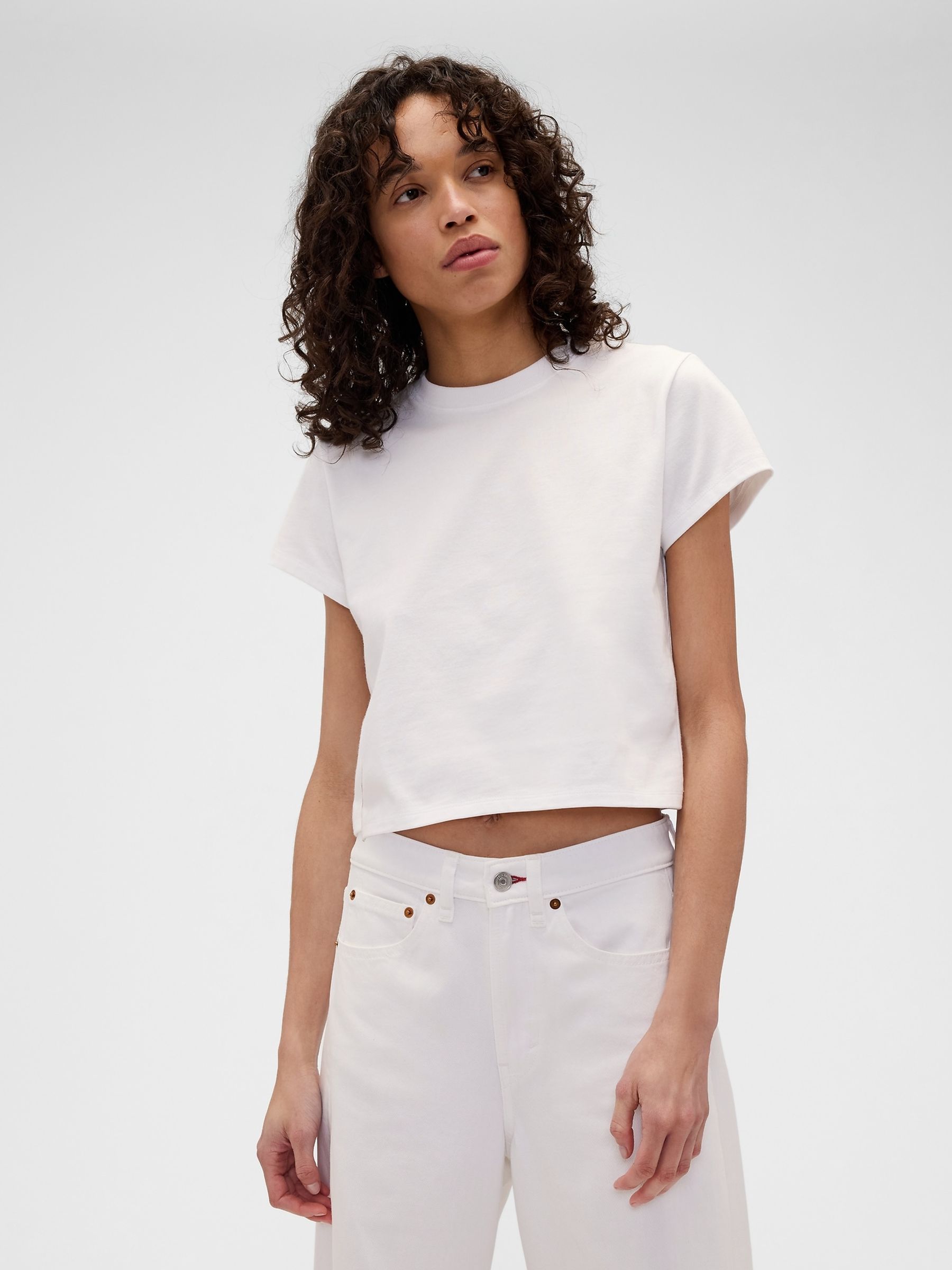Gap x Victoria Beckham White Logo Crop T-Shirt - Image 1 of 5