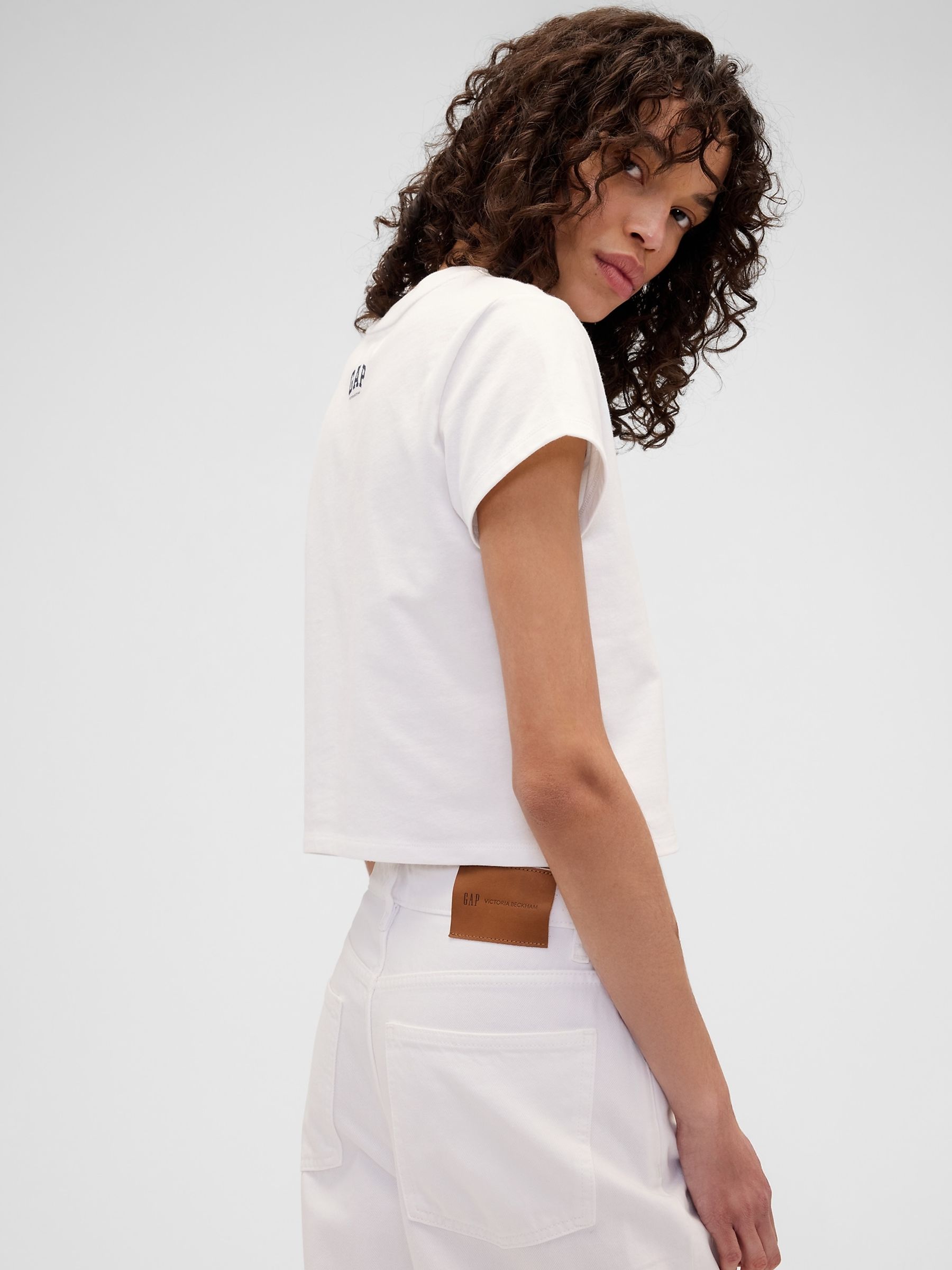 Gap x Victoria Beckham White Logo Crop T-Shirt - Image 2 of 5