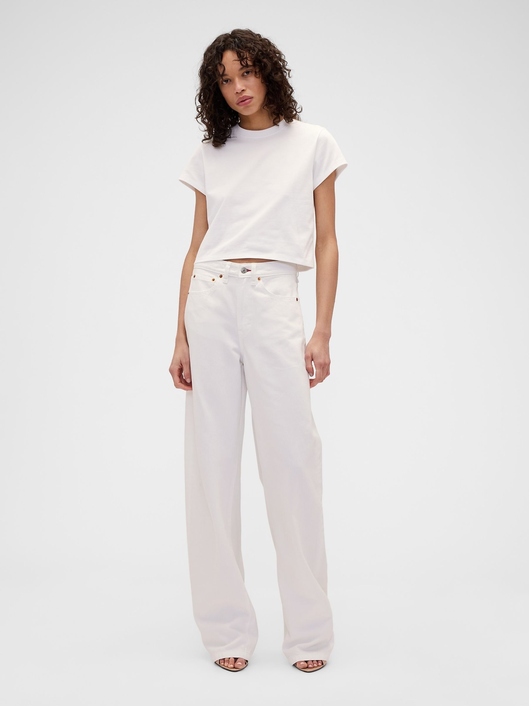 Gap x Victoria Beckham White Logo Crop T-Shirt - Image 3 of 5
