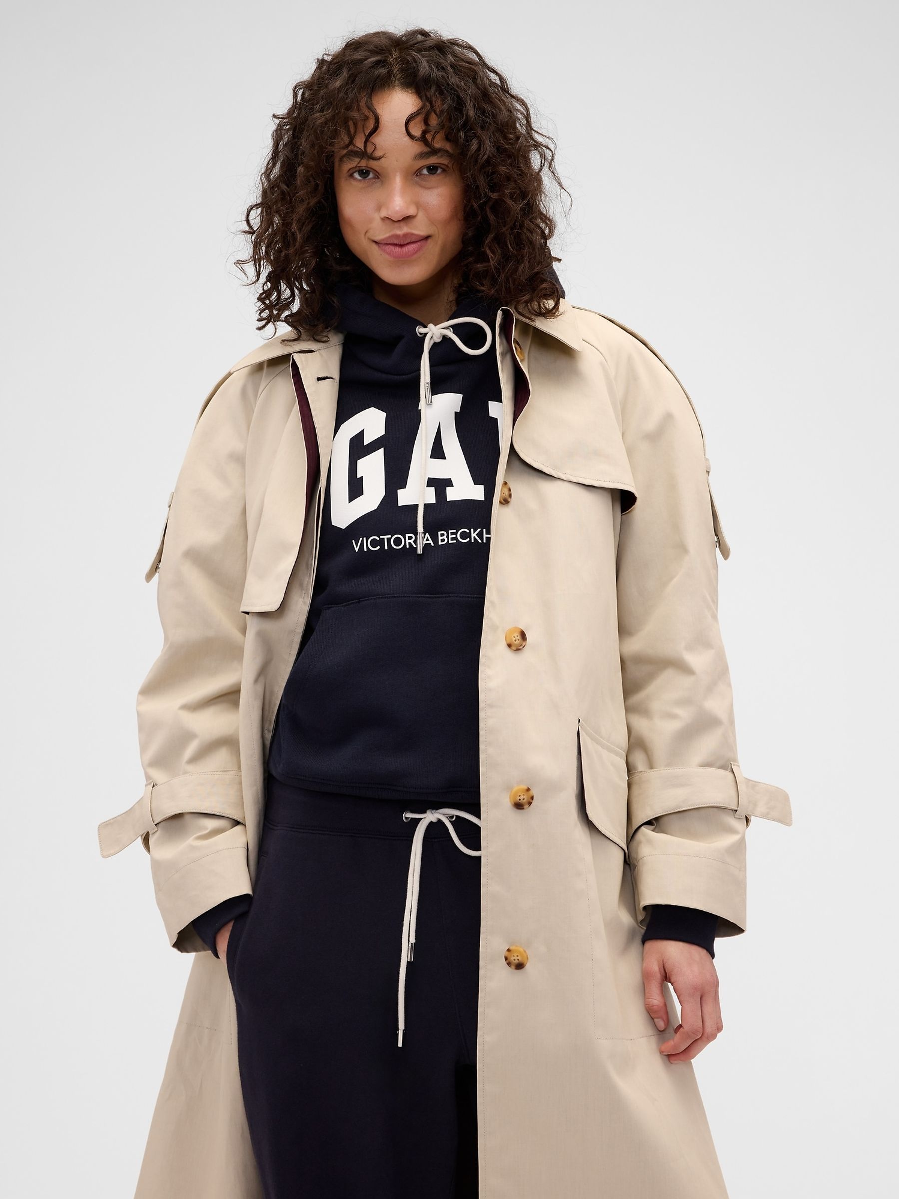Gap x Victoria Beckham Navy Extra Heavyweight French Terry Hoodie - Image 1 of 6