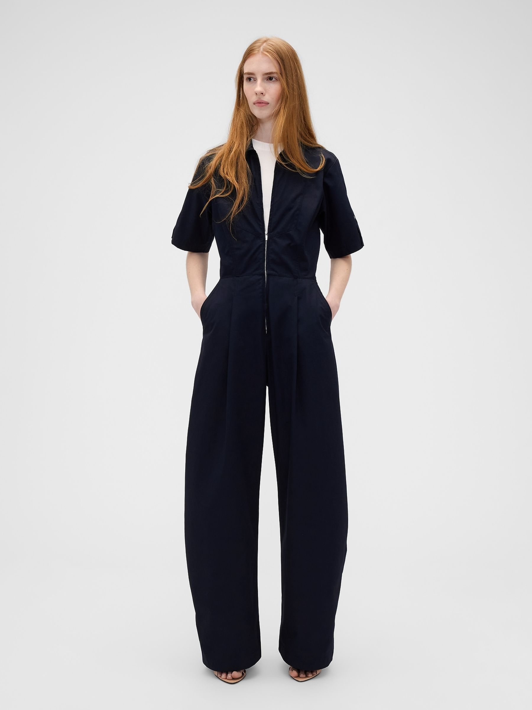 Gap x Victoria Beckham Navy Loose Utility Jumpsuit - Image 1 of 8