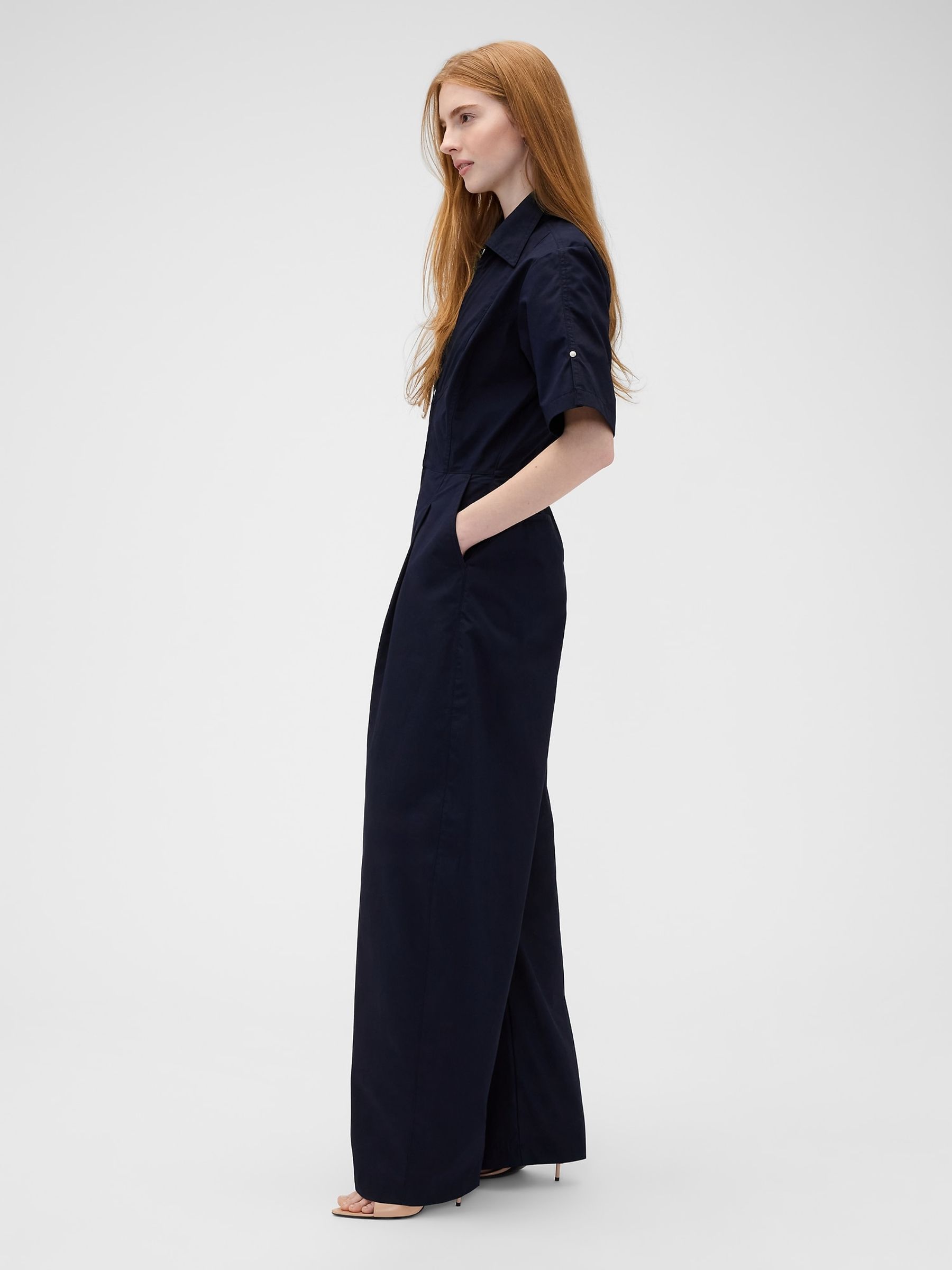 Gap x Victoria Beckham Navy Loose Utility Jumpsuit - Image 4 of 8