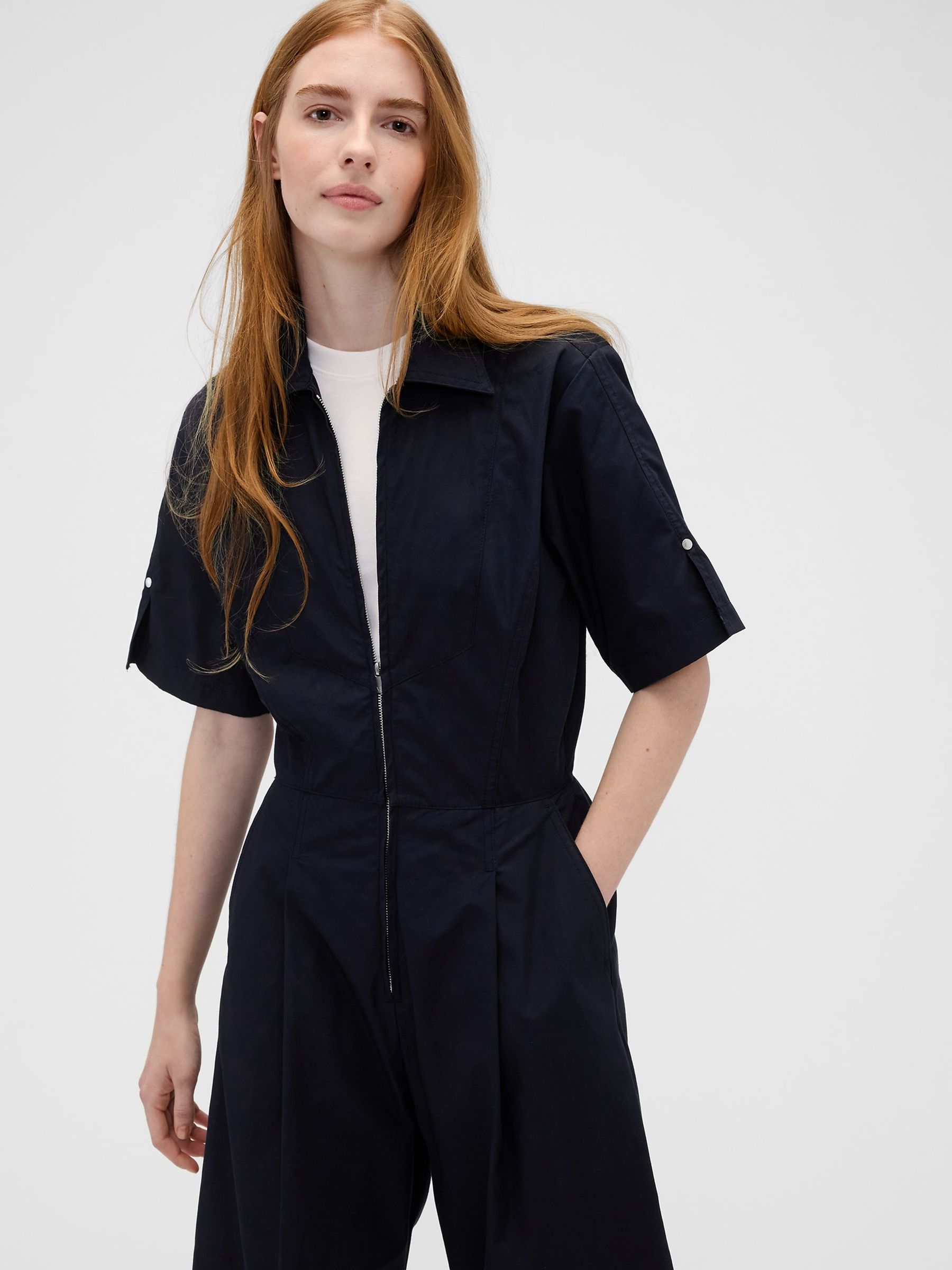 Gap x Victoria Beckham Navy Loose Utility Jumpsuit - Image 5 of 8
