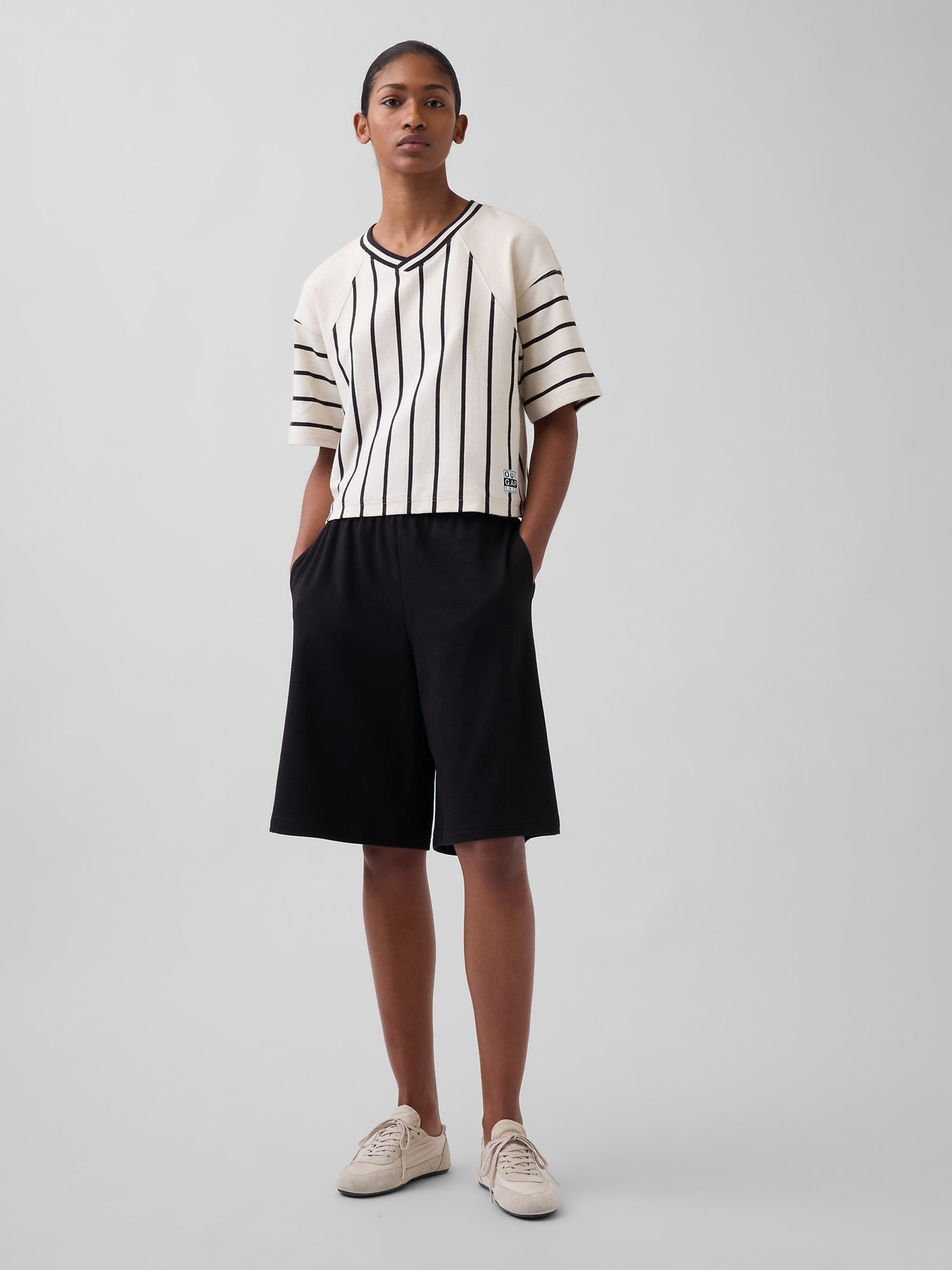 OuiGap Cream Stripe Heavyweight Boxy Short Sleeve T-Shirt - Image 4 of 5