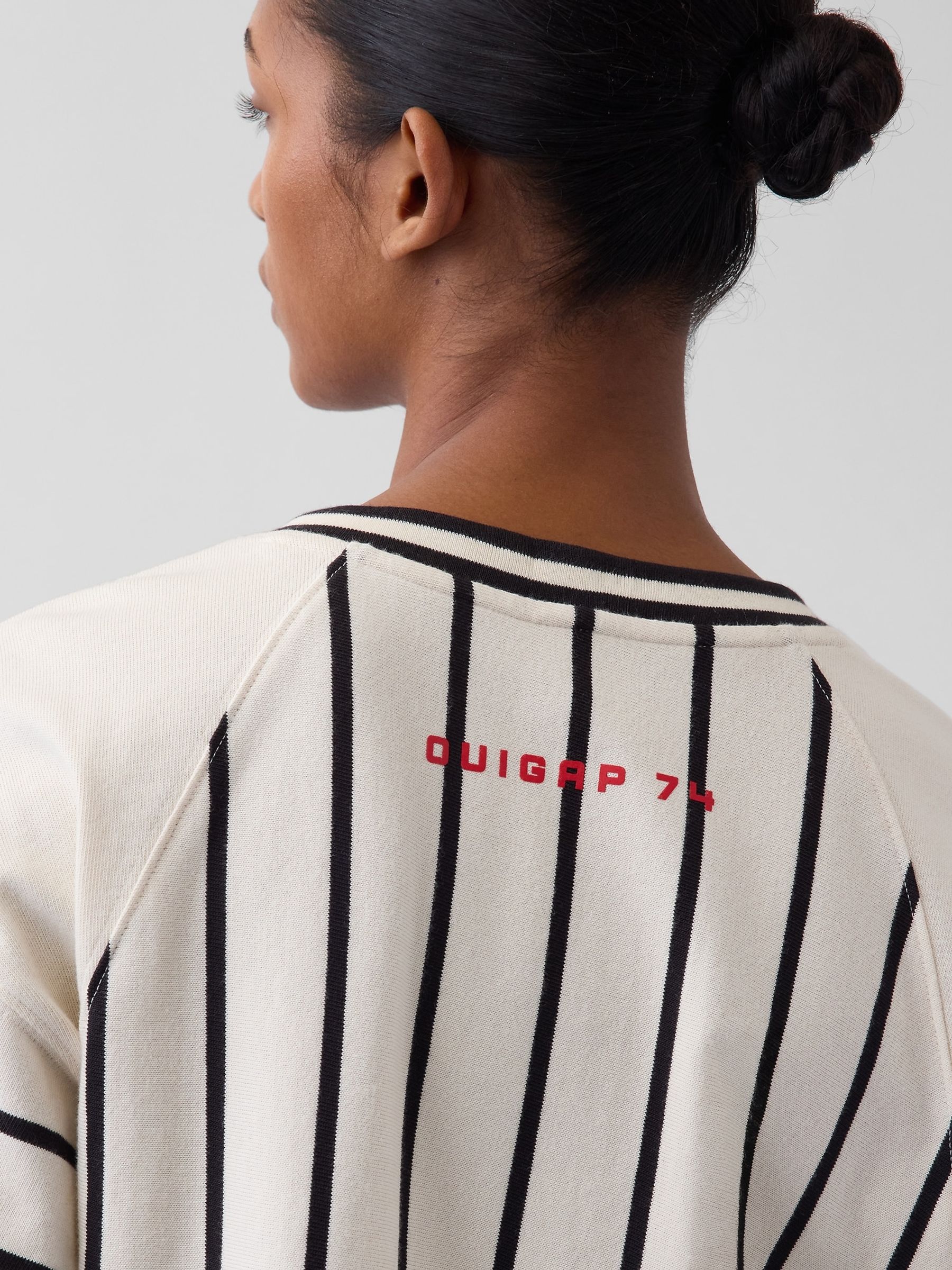 OuiGap Cream Stripe Heavyweight Boxy Short Sleeve T-Shirt - Image 5 of 5