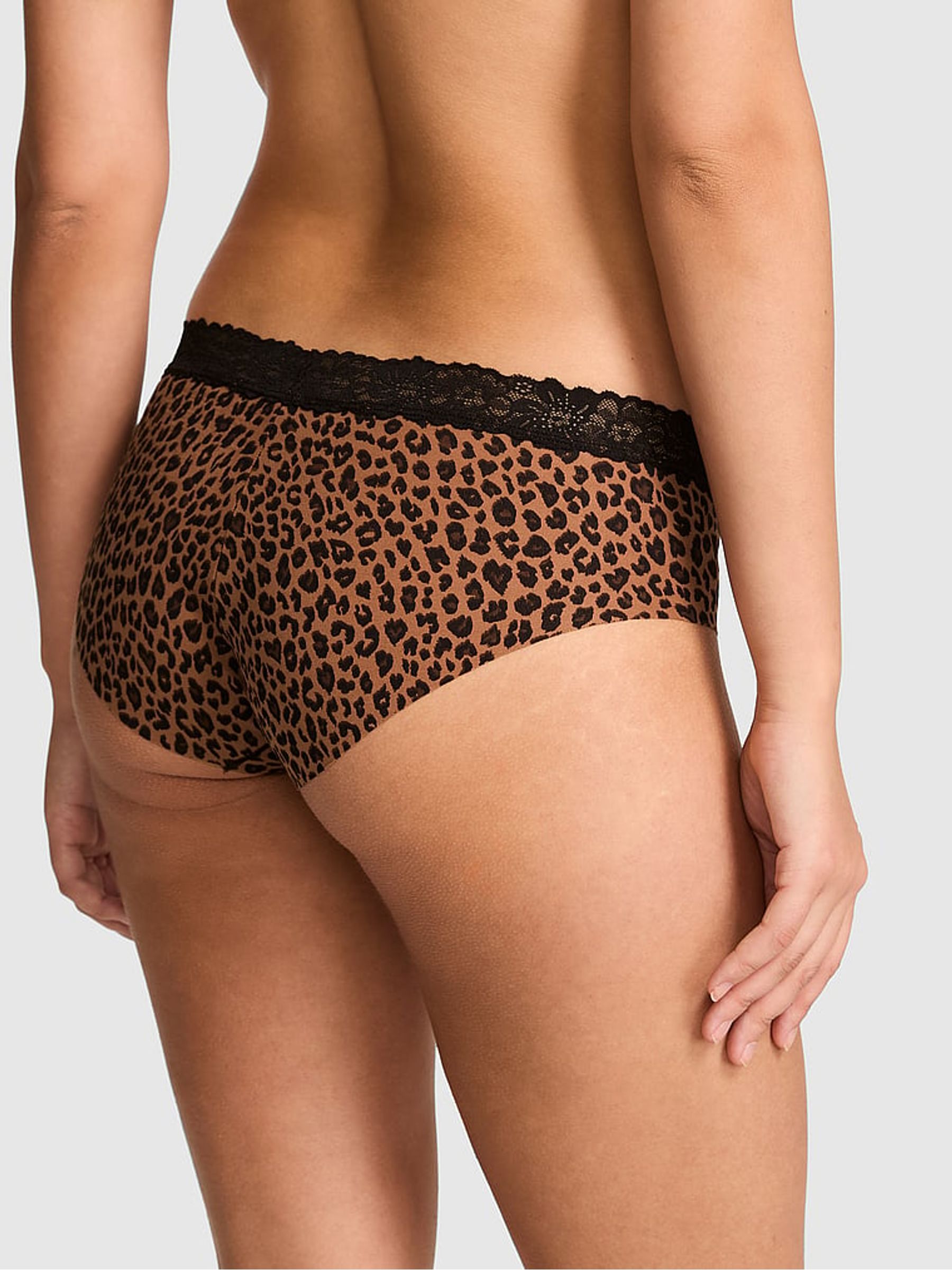 Leopard Brown Hipster Lace Trim Knickers - Image 2 of 2 Leopard Brown Hipster Lace Trim Knickers - Image 2 of 2