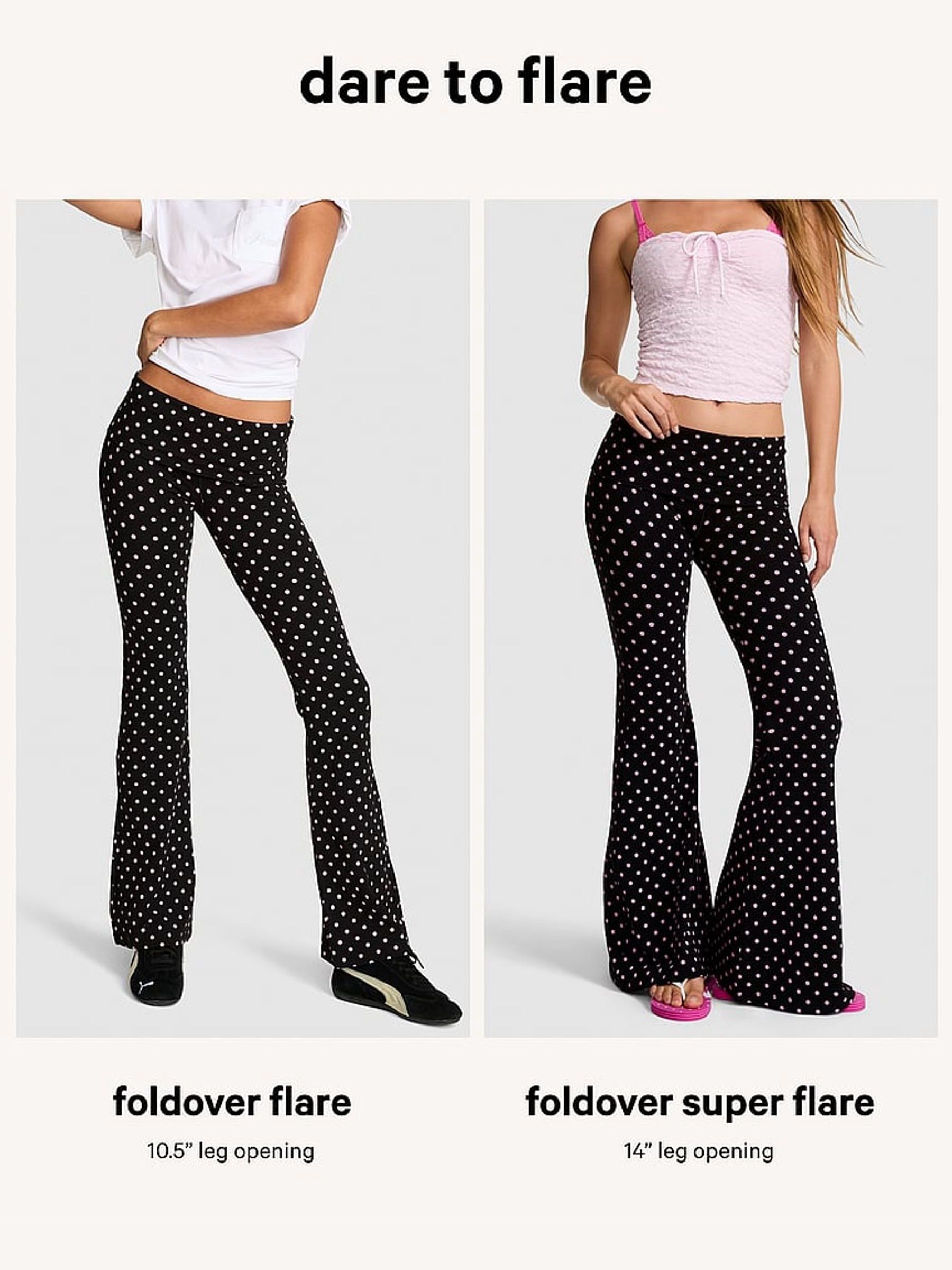 Olive Green Cotton Foldover Super Flare Leggings - Image 4 of 4