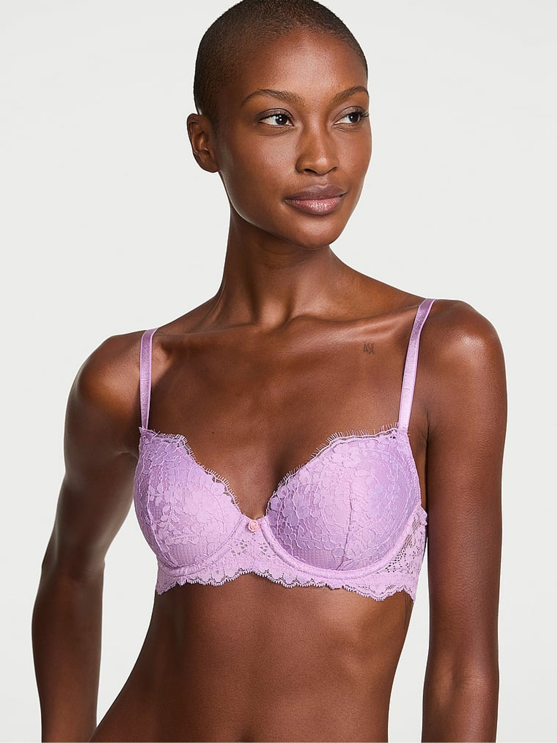 Alluring Lilac Purple Lightly Lined Demi Lace Bra - Image 1 of 2 Alluring Lilac Purple Lightly Lined Demi Lace Bra - Image 1 of 2