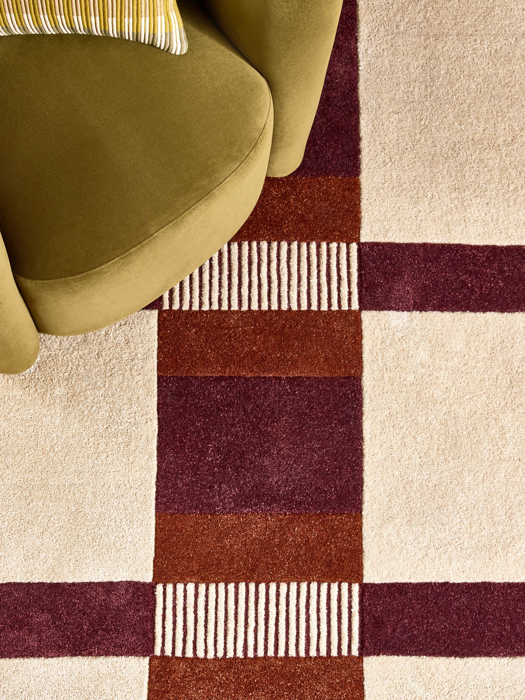 Franka Stripe Rug in Burgundy Red - Image 3 of 5