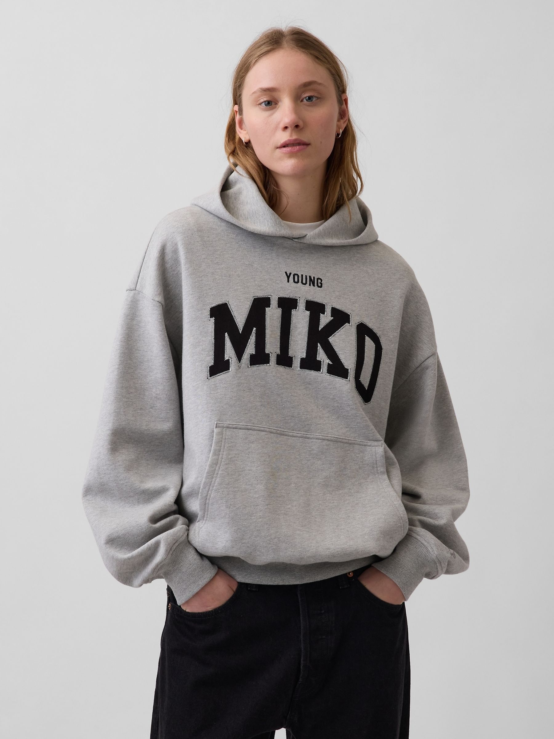 Grey Young Miko Heavyweight Logo Hoodie - Image 3 of 6