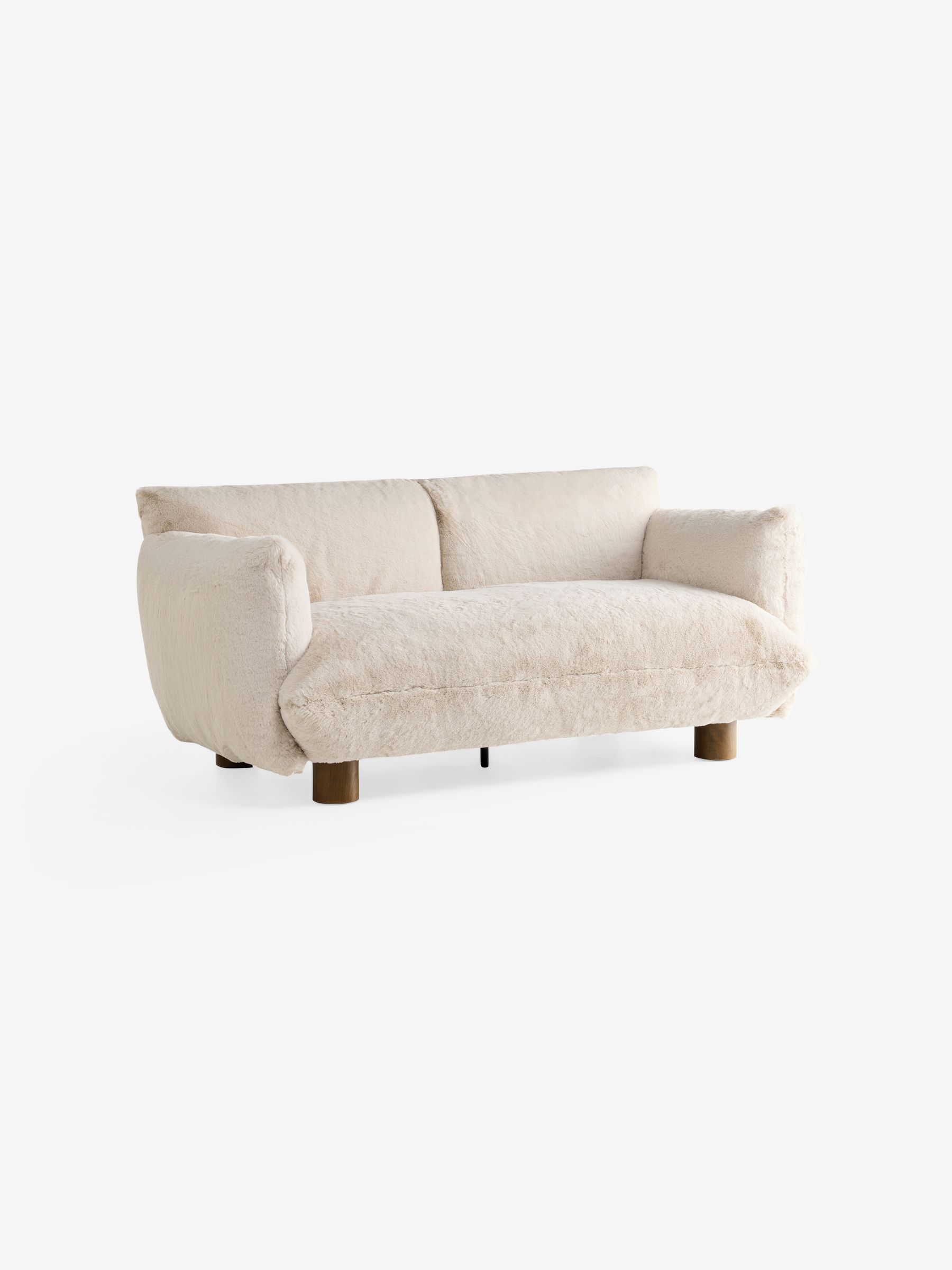 Jude 2 Seater Sofa in Taupe Natural Arctic Faux Fur - Image 2 of 3