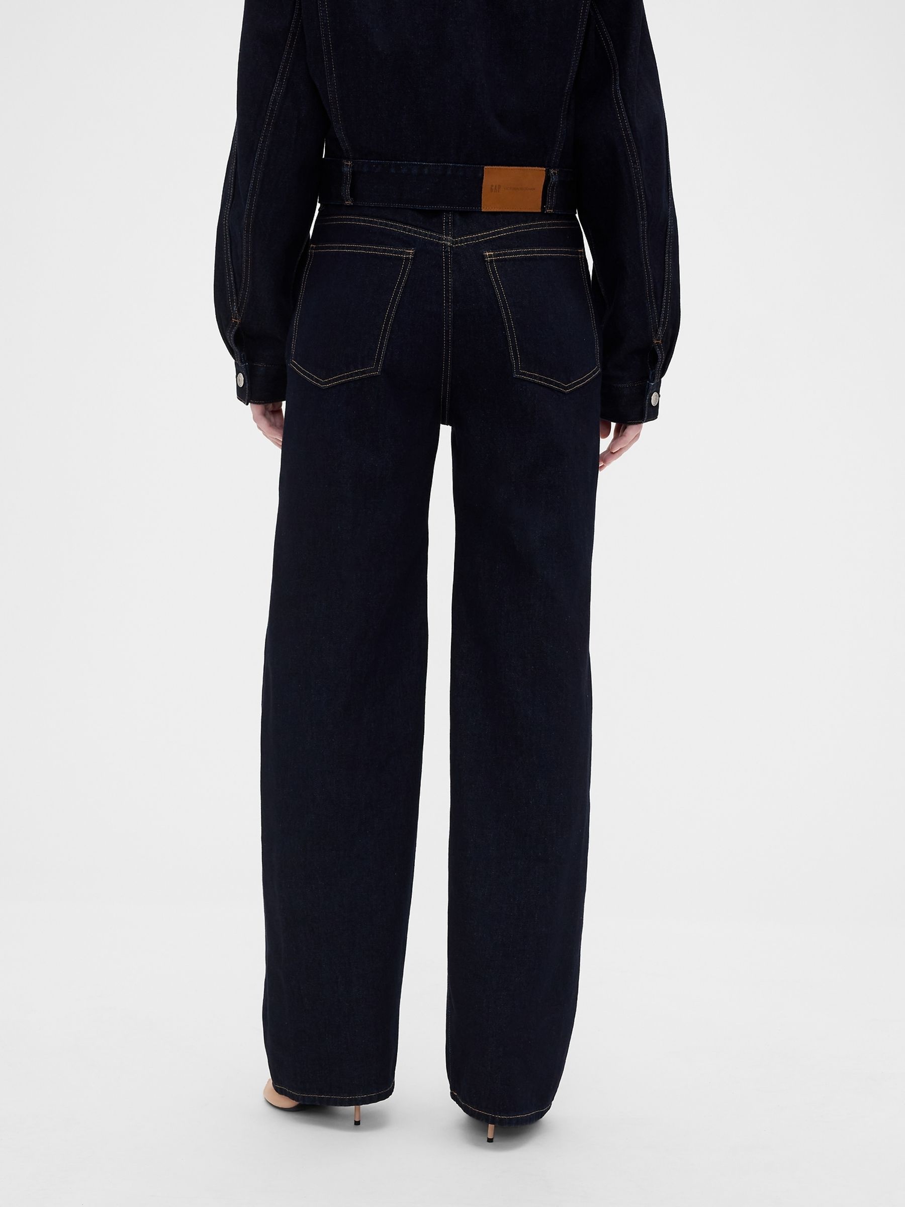 Gap x Victoria Beckham Dark Wash Blue High Waisted Straight Jeans - Image 2 of 7