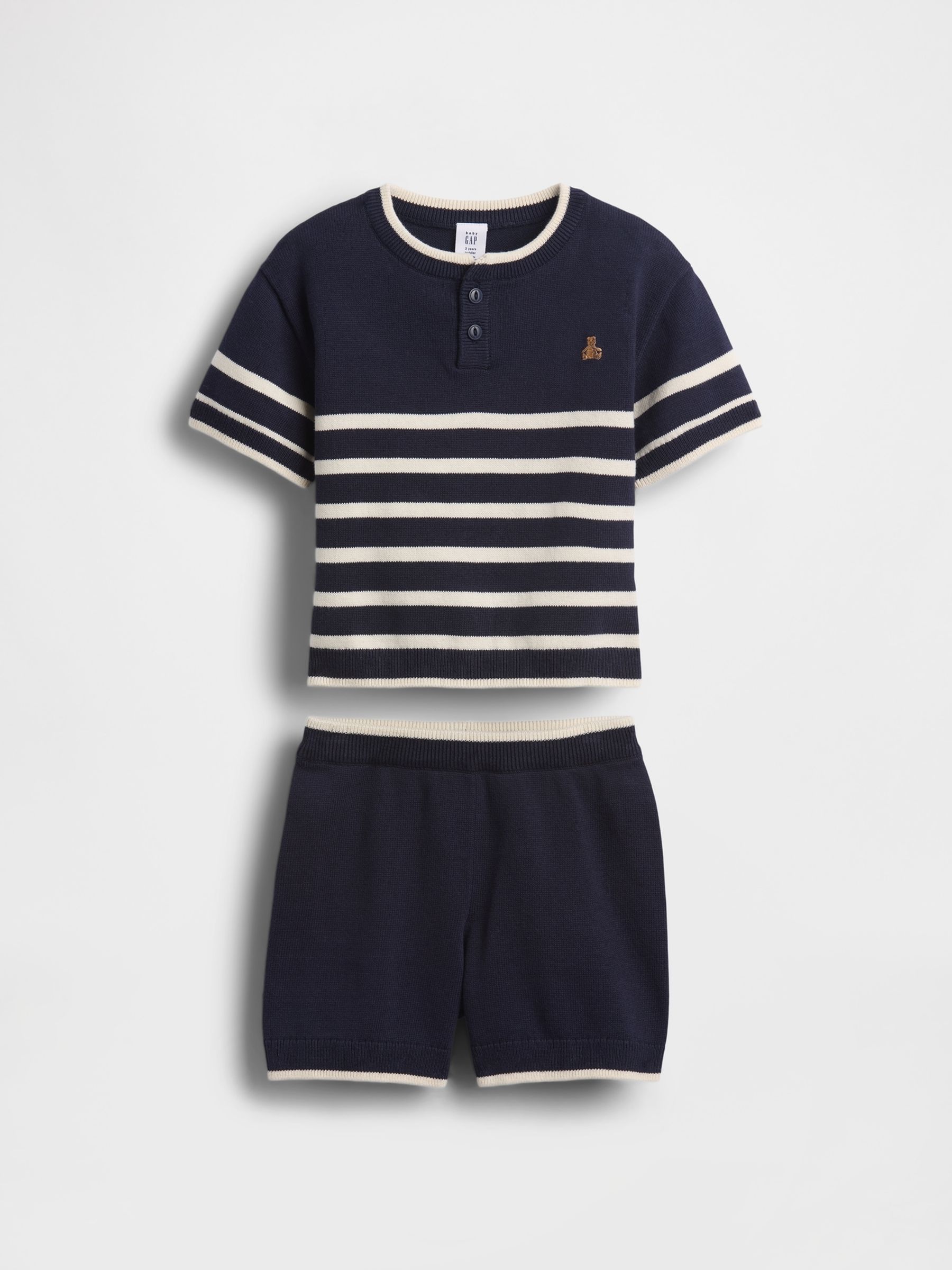 Navy Henley Stripe knitted Set - Image 2 of 4