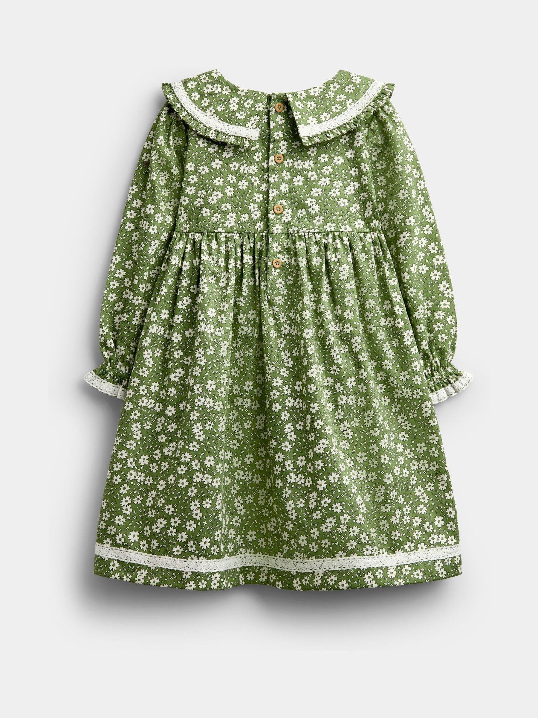 Olive Green Ditsy Floral Collared Floral Print Dress - Image 2 of 4