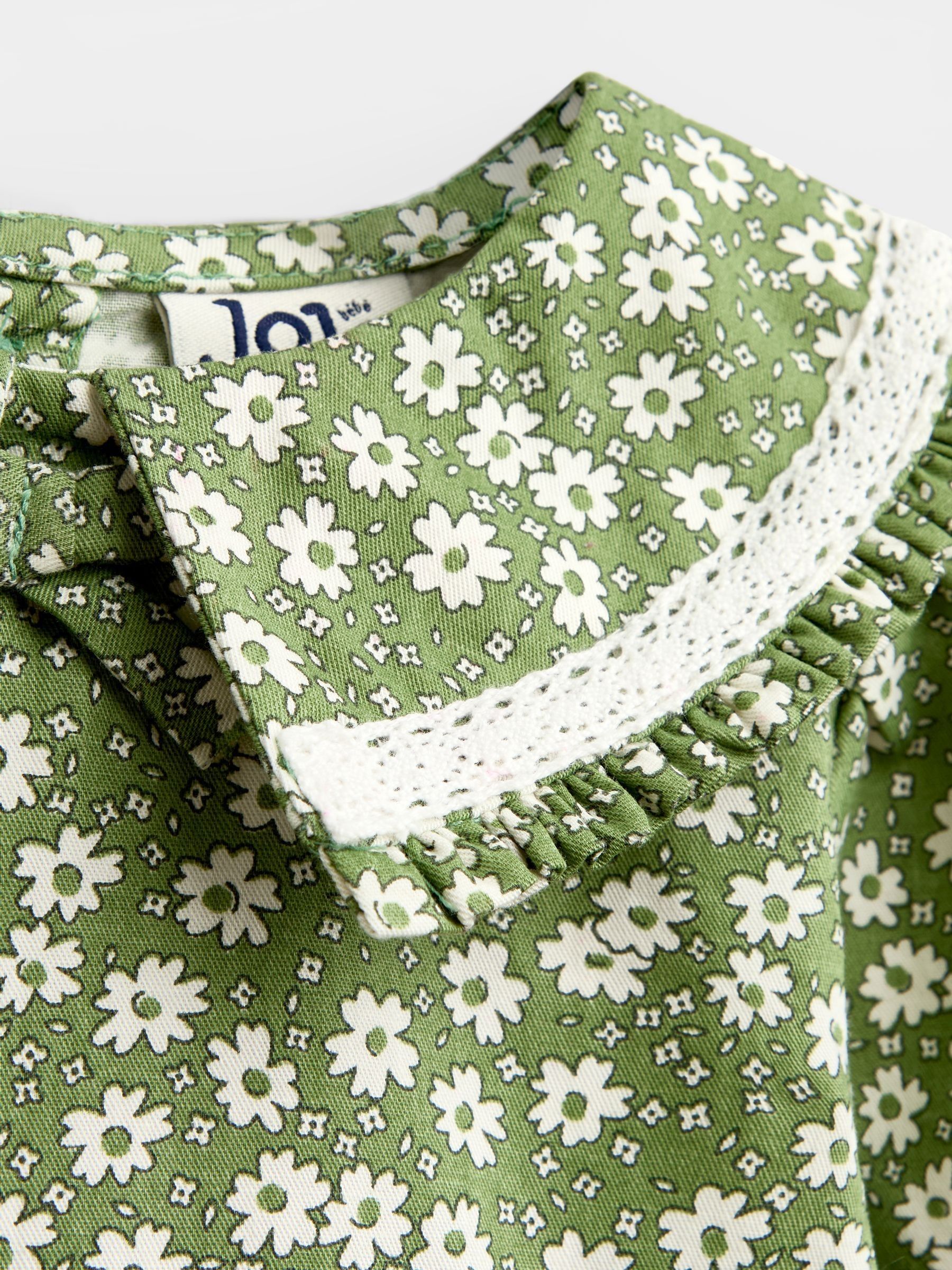 Olive Green Ditsy Floral Collared Floral Print Dress - Image 3 of 4
