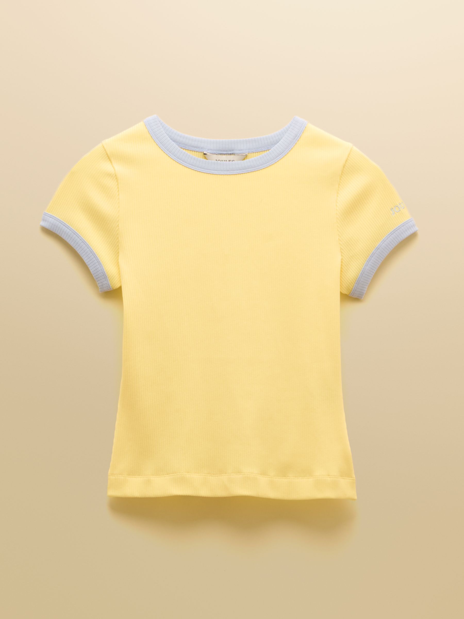 Daisy Lemon Yellow Short Sleeve Cotton-Rich Ribbed Jersey Top - Image 7 of 7