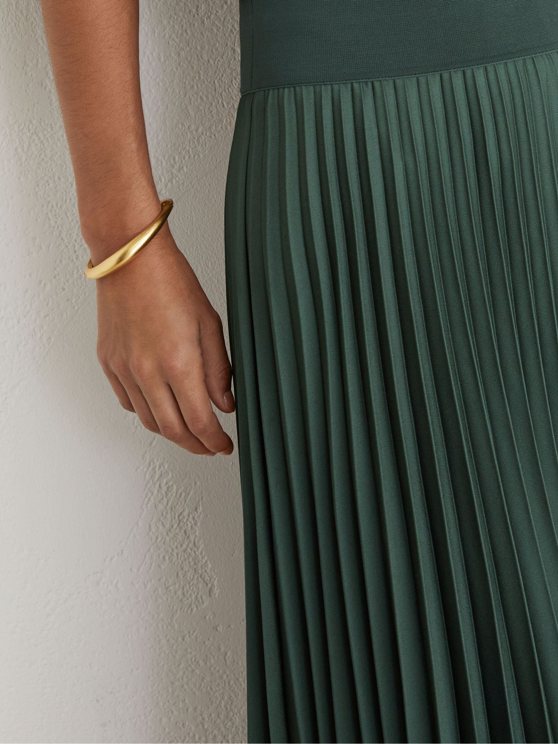 Pleated Midi Skirt in Teal Green - Image 5 of 7