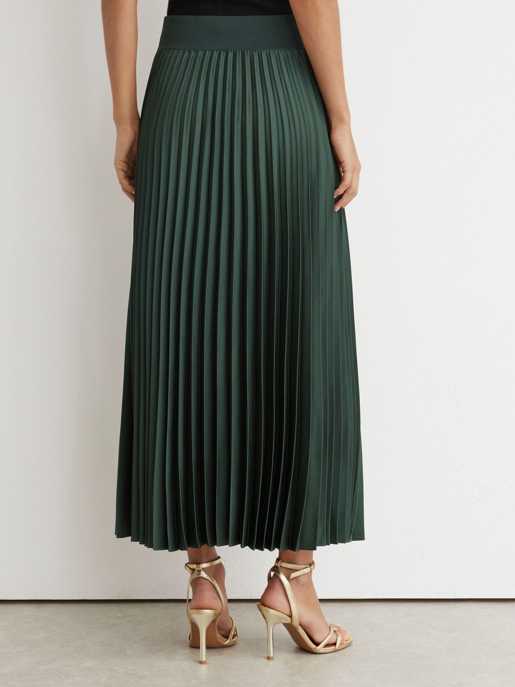 Pleated Midi Skirt in Teal Green - Image 6 of 7