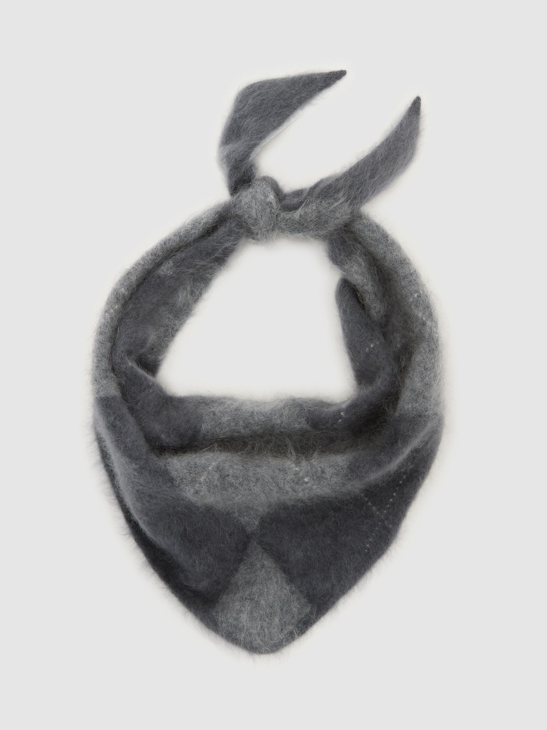 Brushed-Cashmere Argyle-Knit Neck-Tie Scarf in Grey - Image 2 of 4