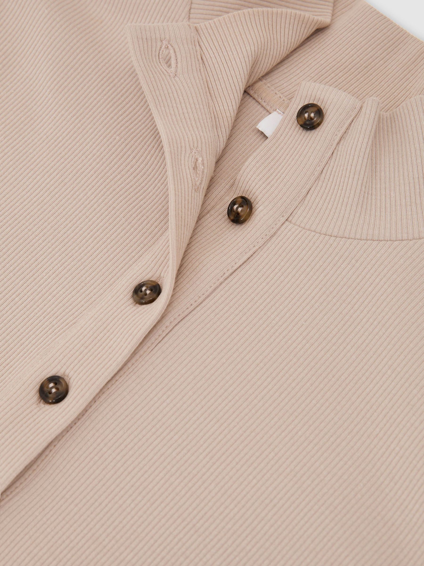 Cotton-Stretch Funnel-Neck Top in Neutral - Image 6 of 6