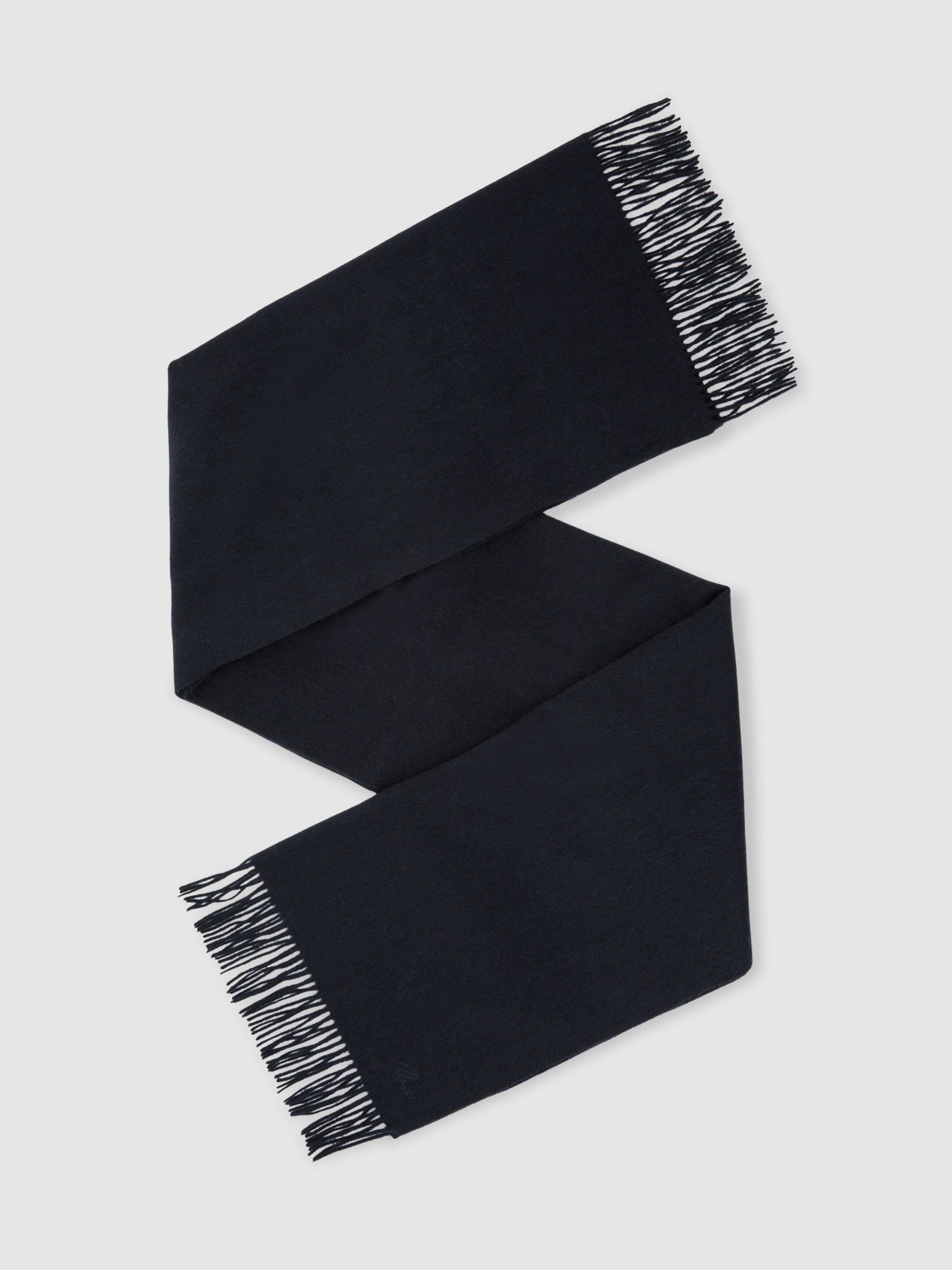 Wool and Cashmere Scarf in Navy - Image 1 of 6