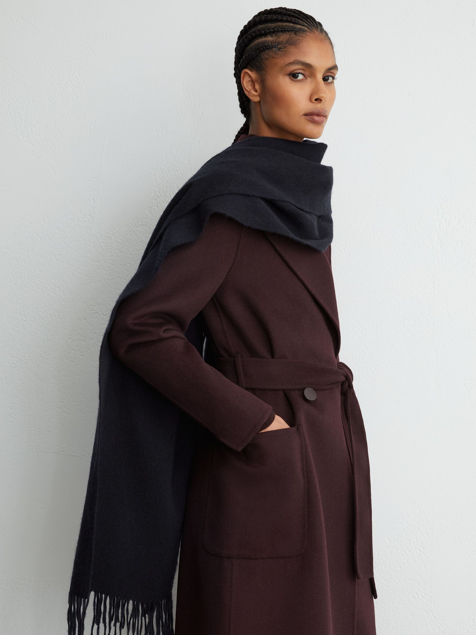 Wool and Cashmere Scarf in Navy - Image 2 of 6