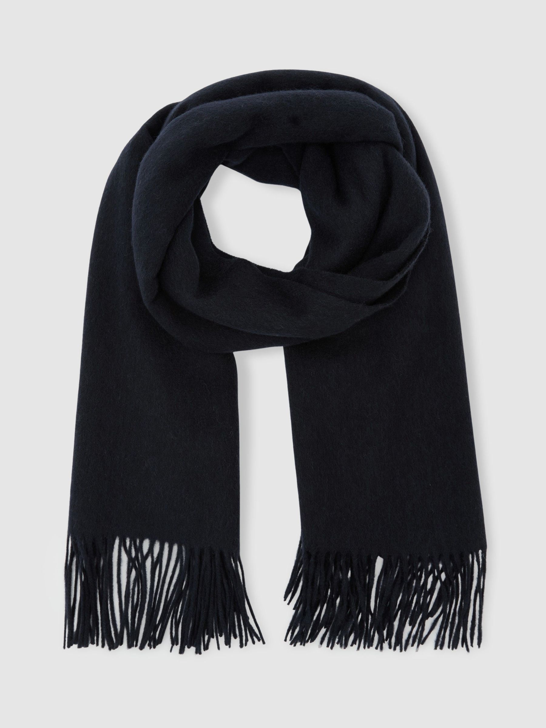 Wool and Cashmere Scarf in Navy - Image 3 of 6
