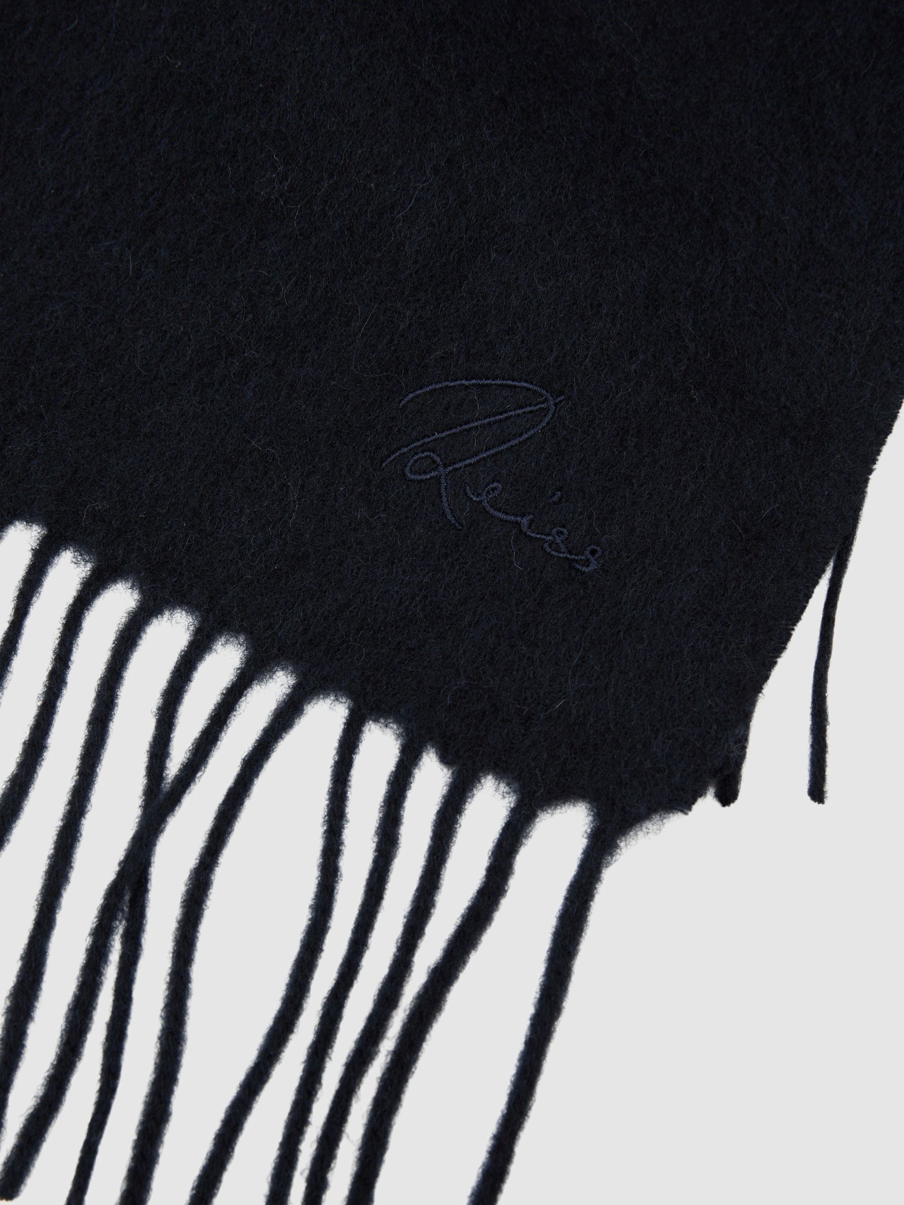 Wool and Cashmere Scarf in Navy - Image 5 of 6
