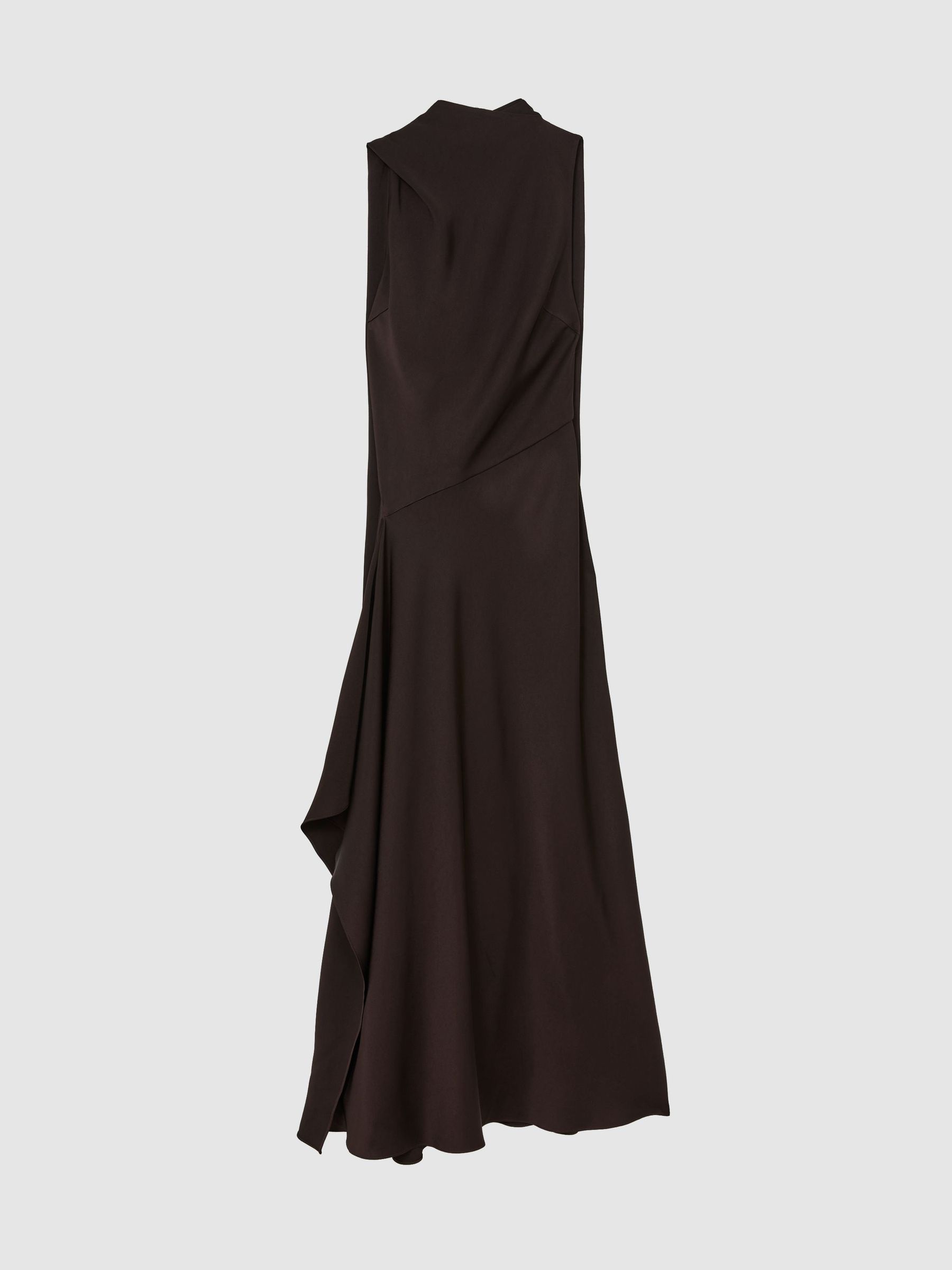 Satin Cape-Detail Maxi Dress in Grape Burgundy - Image 2 of 8