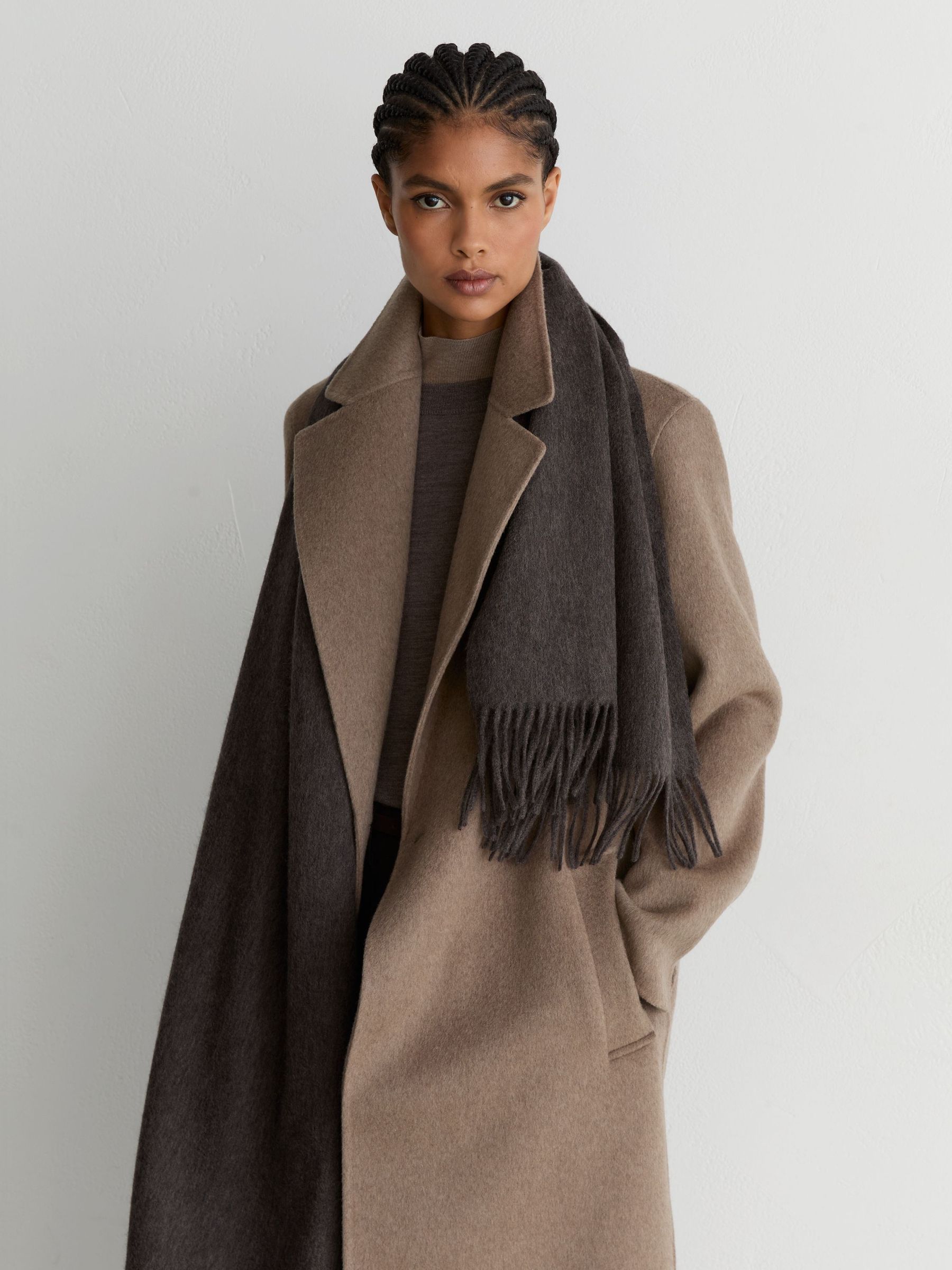 Wool and Cashmere Scarf in Mocha Brown - Image 1 of 5
