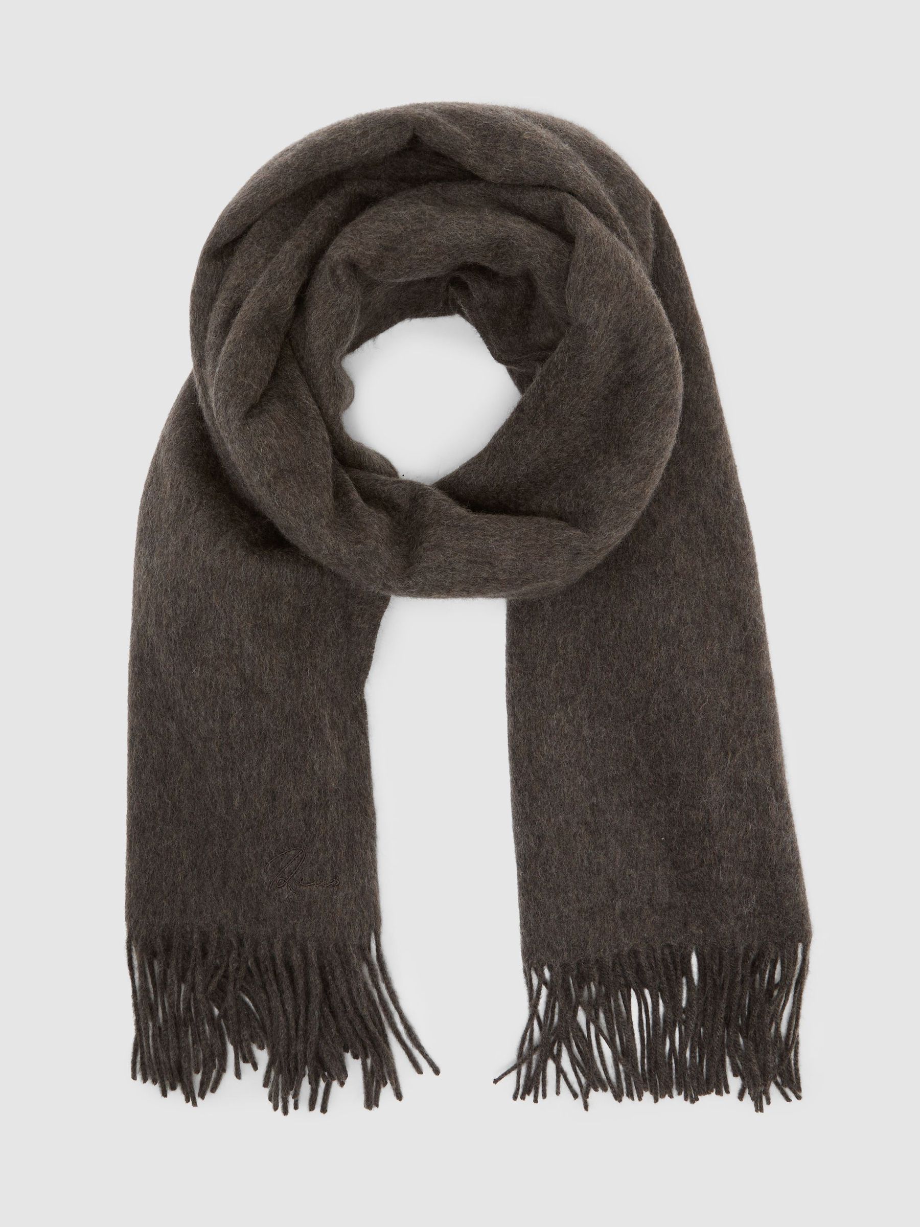 Wool and Cashmere Scarf in Mocha Brown - Image 2 of 5