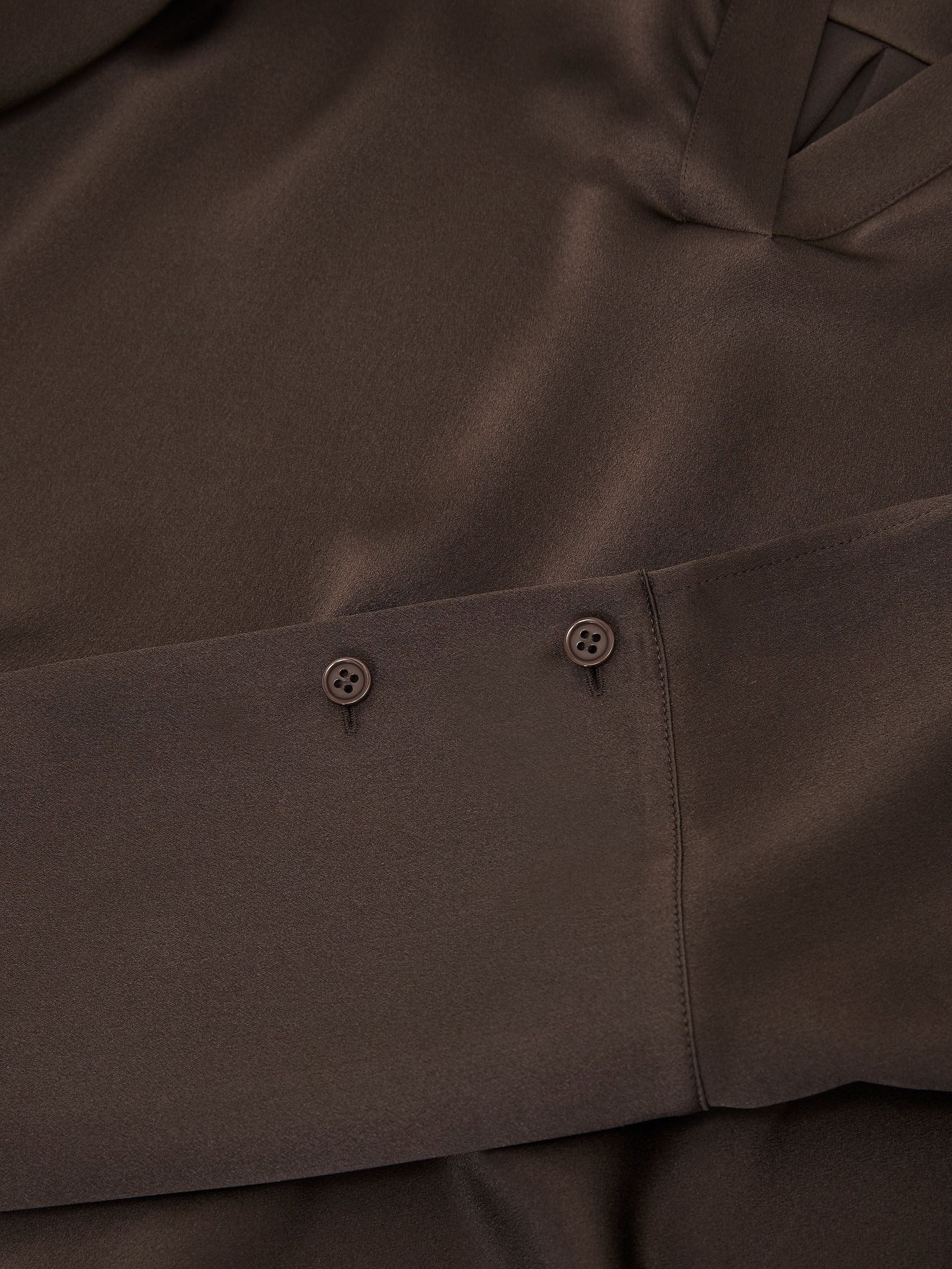 Silk Open-Collar Blouse in Mocha Brown - Image 8 of 8