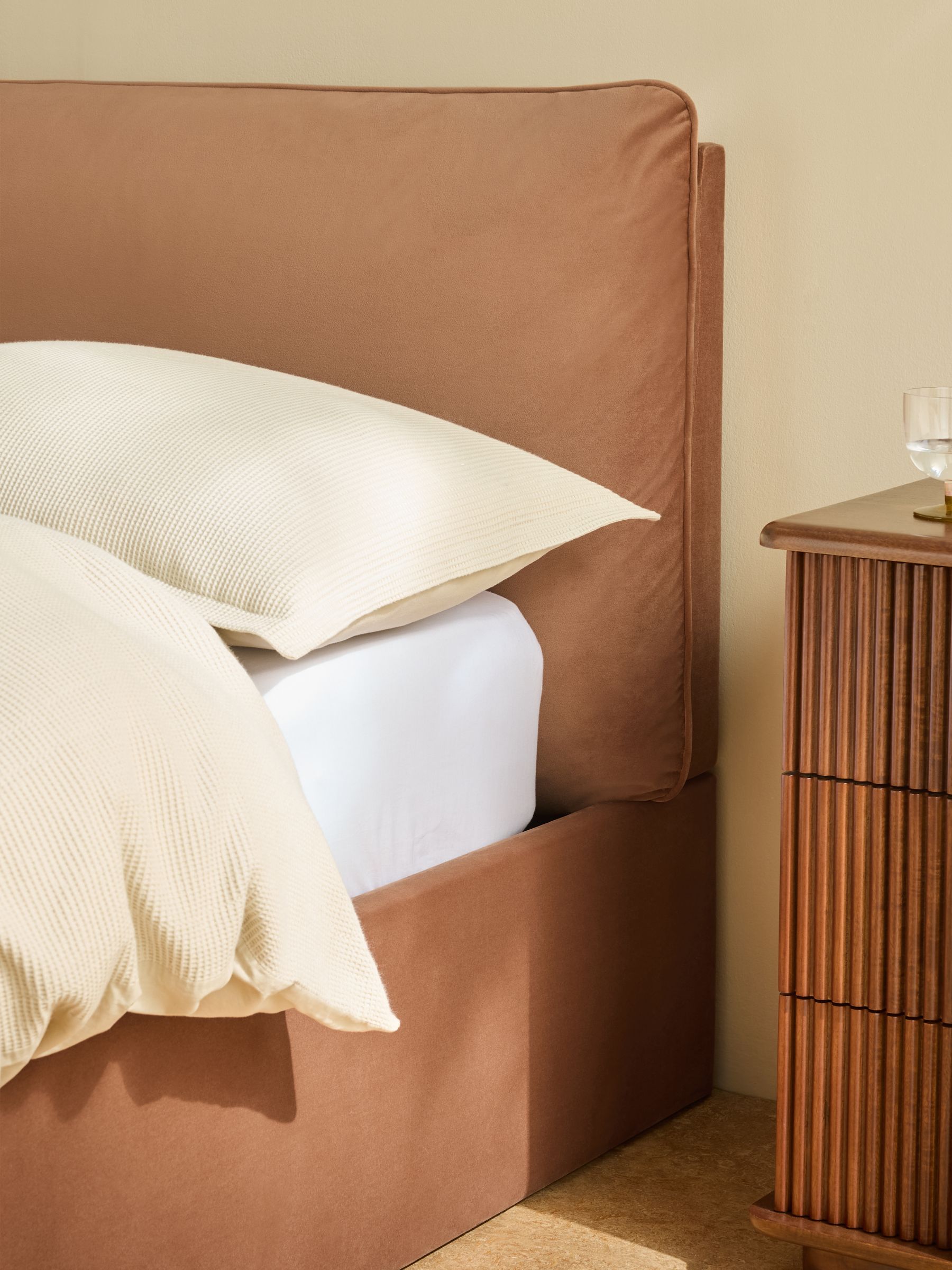 Harlow Ottoman Storage Bed in Fawn Truffle Natural Velvet - Image 2 of 6 Harlow Ottoman Storage Bed in Fawn Truffle Natural Velvet - Image 2 of 6