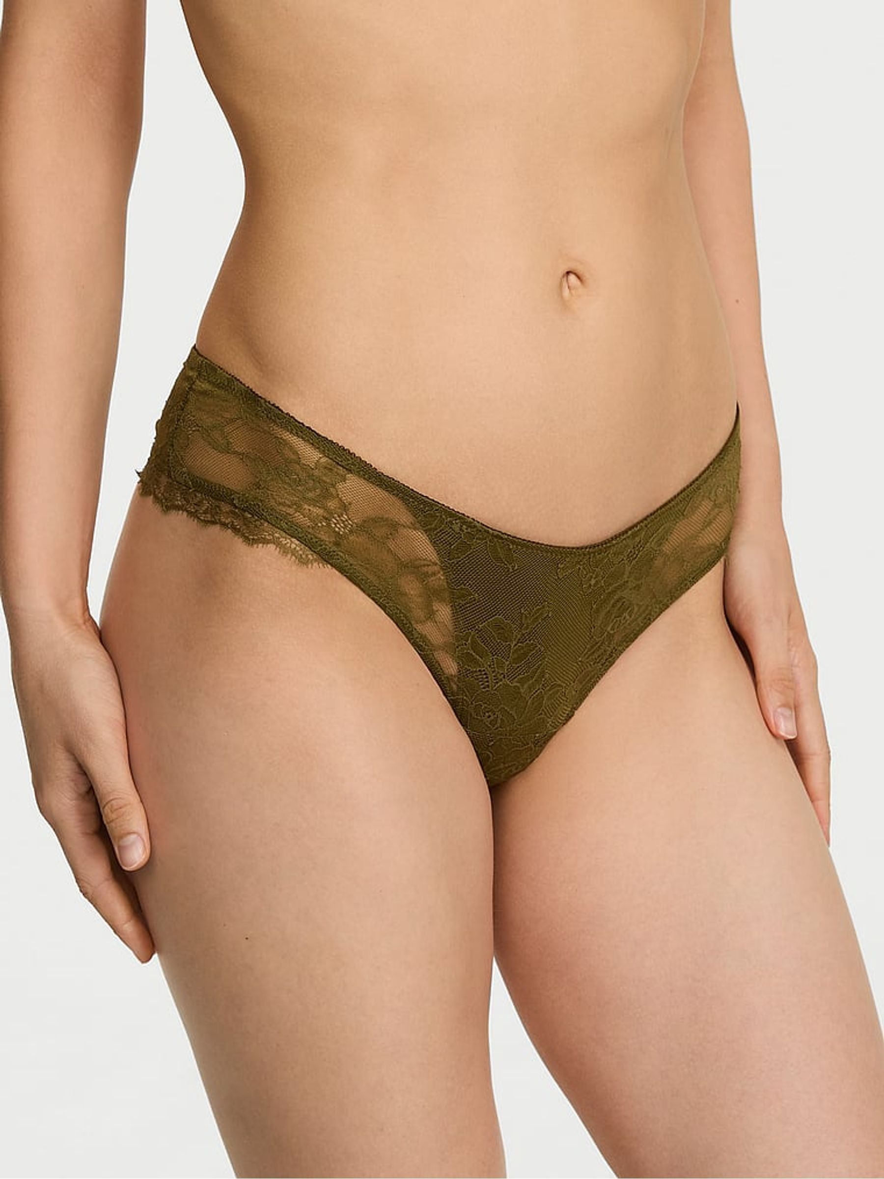 Green Chameleon Cheeky Lace Overlay Knickers - Image 1 of 2 Green Chameleon Cheeky Lace Overlay Knickers - Image 1 of 2