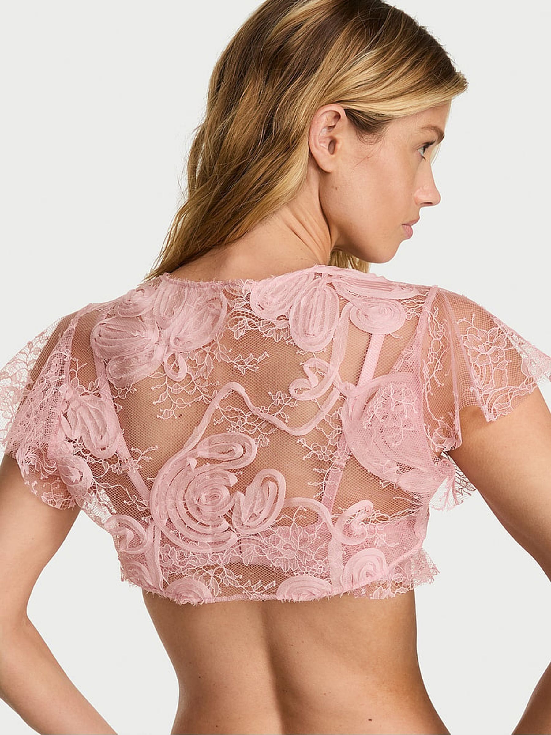 Chalk Rose Pink Lace Embroidery Bolero - Image 3 of 3