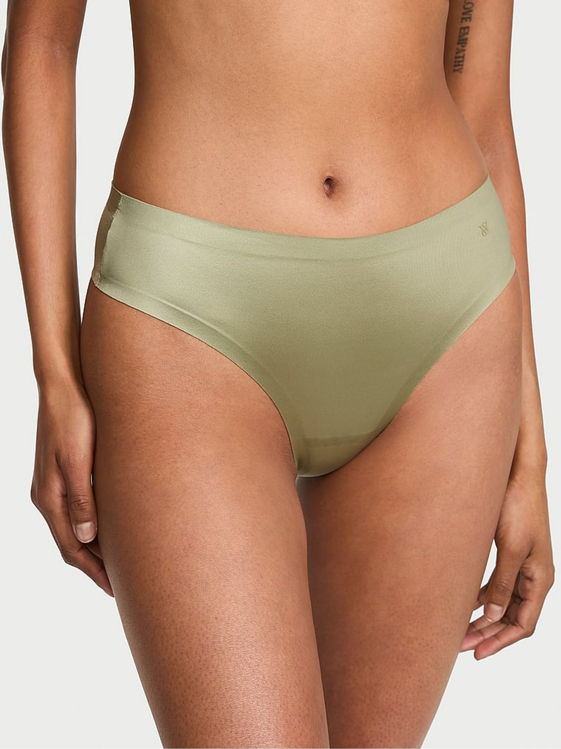Fall Sage Green Thong Mid-Rise Knickers - Image 1 of 2