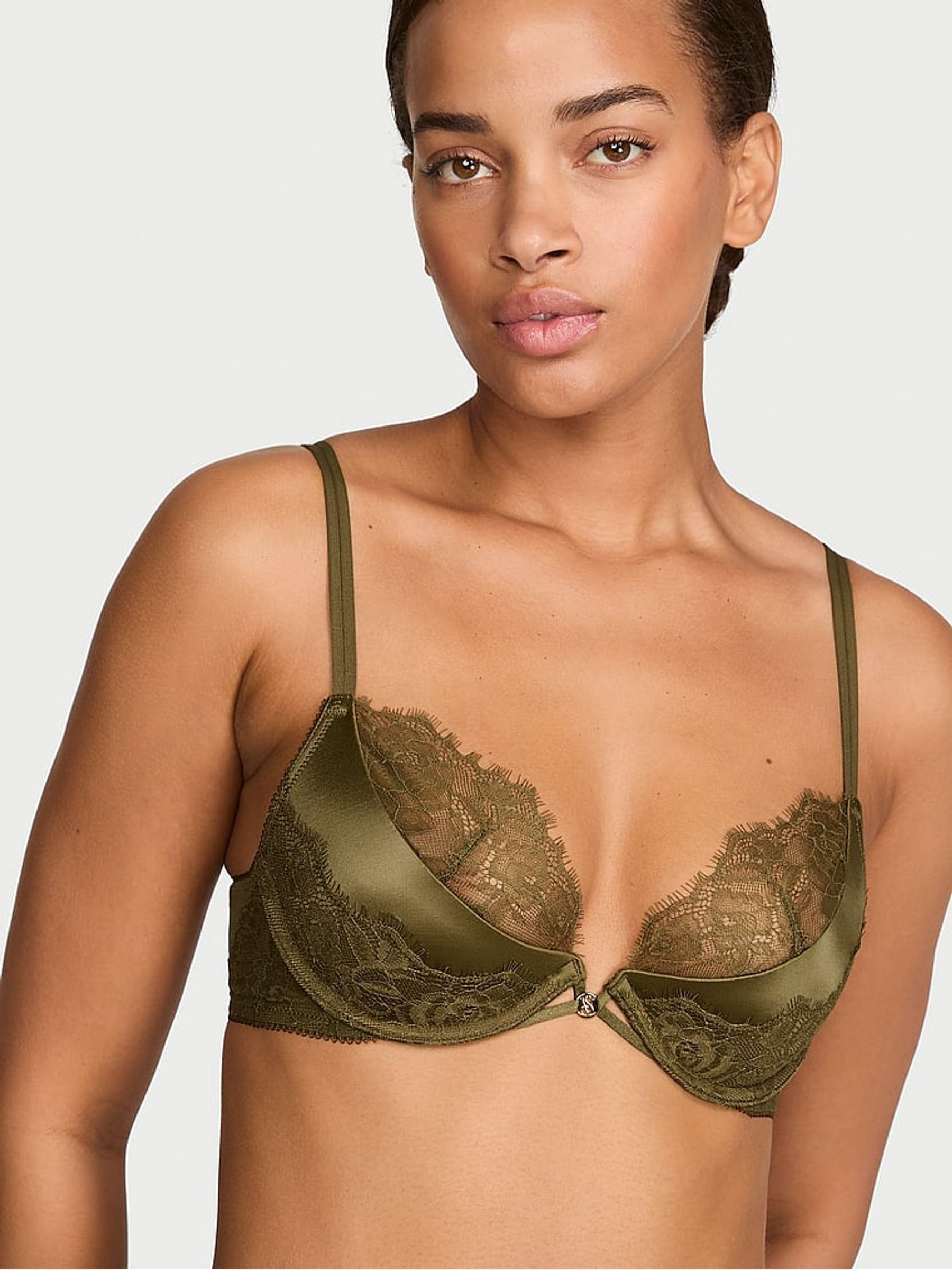 Green Chameleon Plunge Push Up Lace Bra - Image 1 of 2 Green Chameleon Plunge Push Up Lace Bra - Image 1 of 2