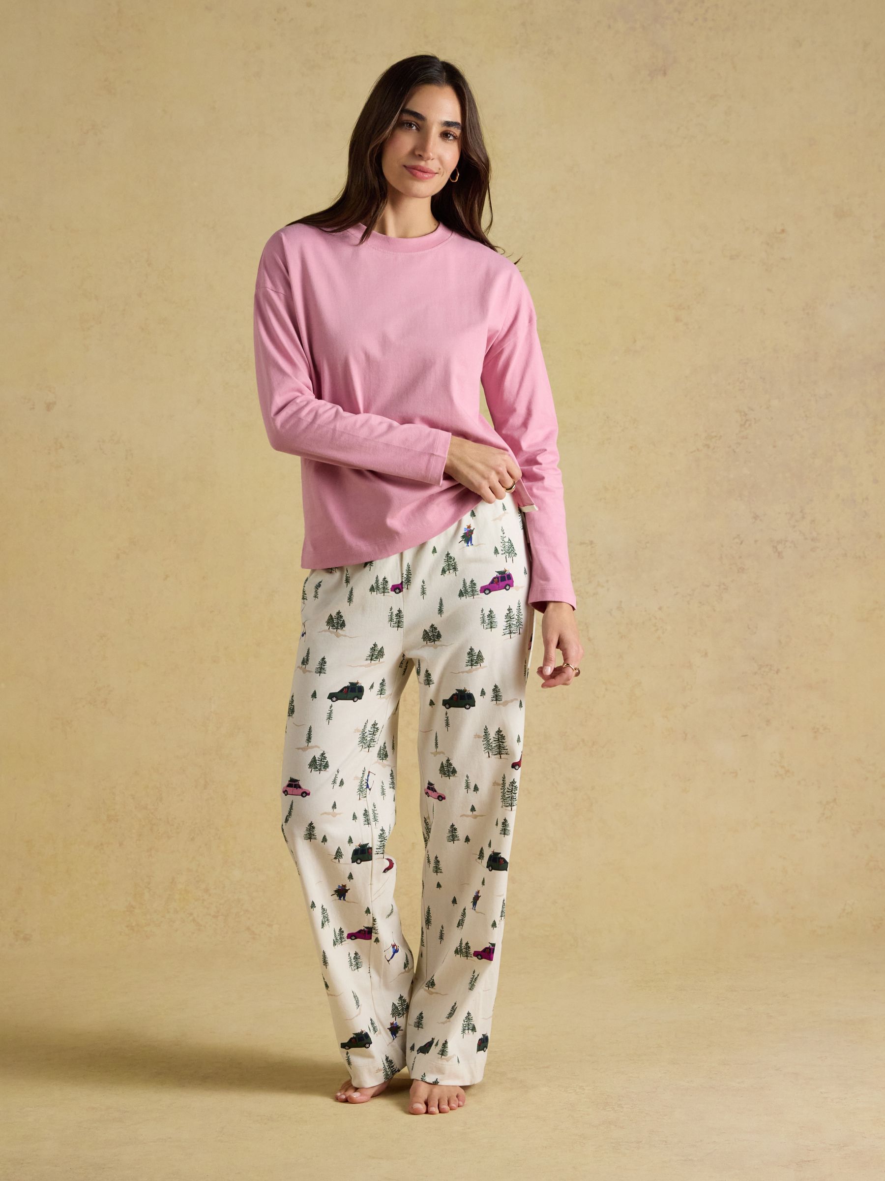 Lyla Pink Jonty Long Sleeve Jersey Cotton Pyjama Set - Image 1 of 10 Lyla Pink Jonty Long Sleeve Jersey Cotton Pyjama Set - Image 1 of 10