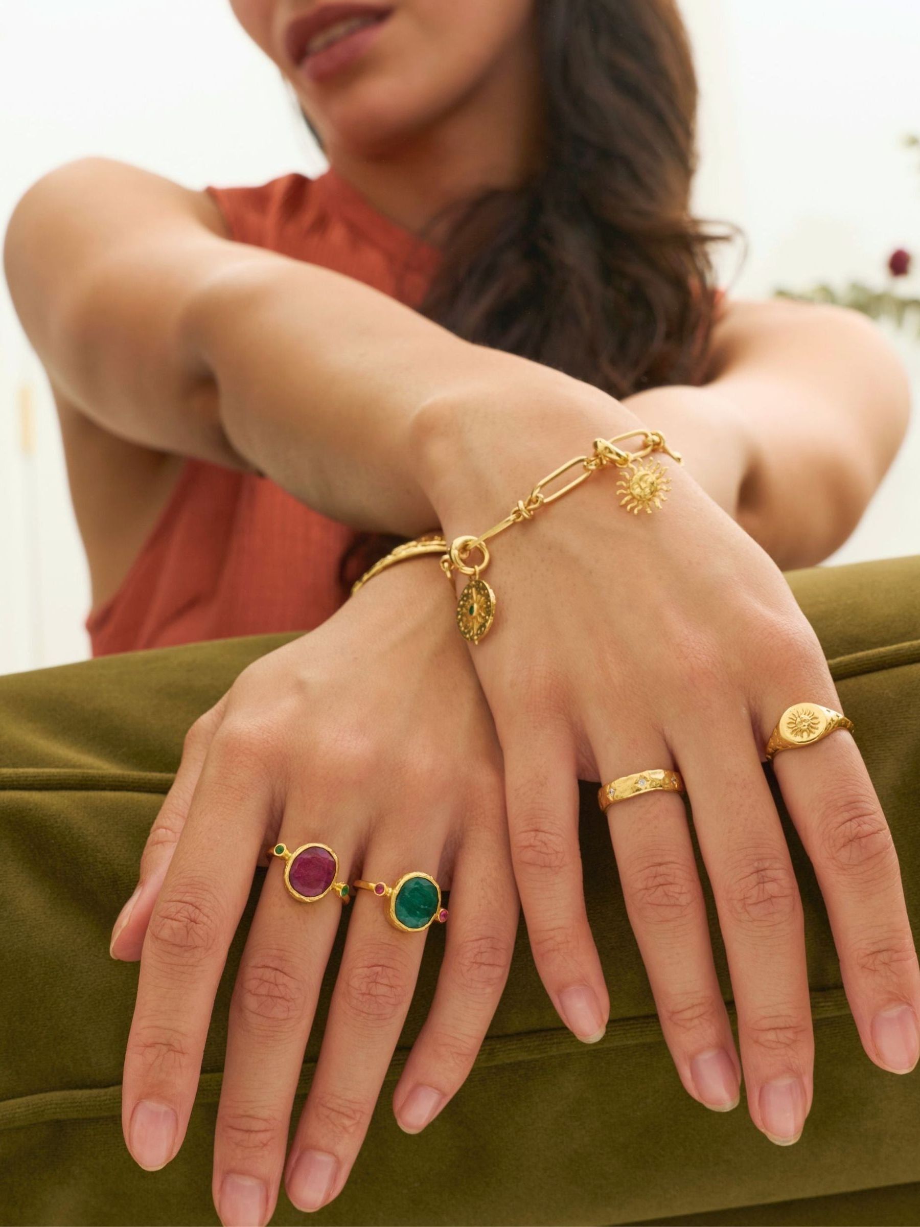 Ottoman Hands Gold Lucia Ruby Cocktail Ring - Image 4 of 4