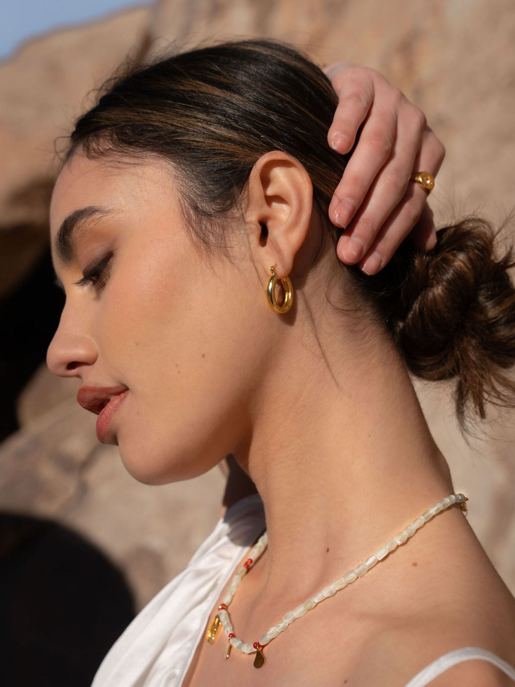 Ottoman Hands Gold Caprice Hoop Earrings - Image 3 of 5
