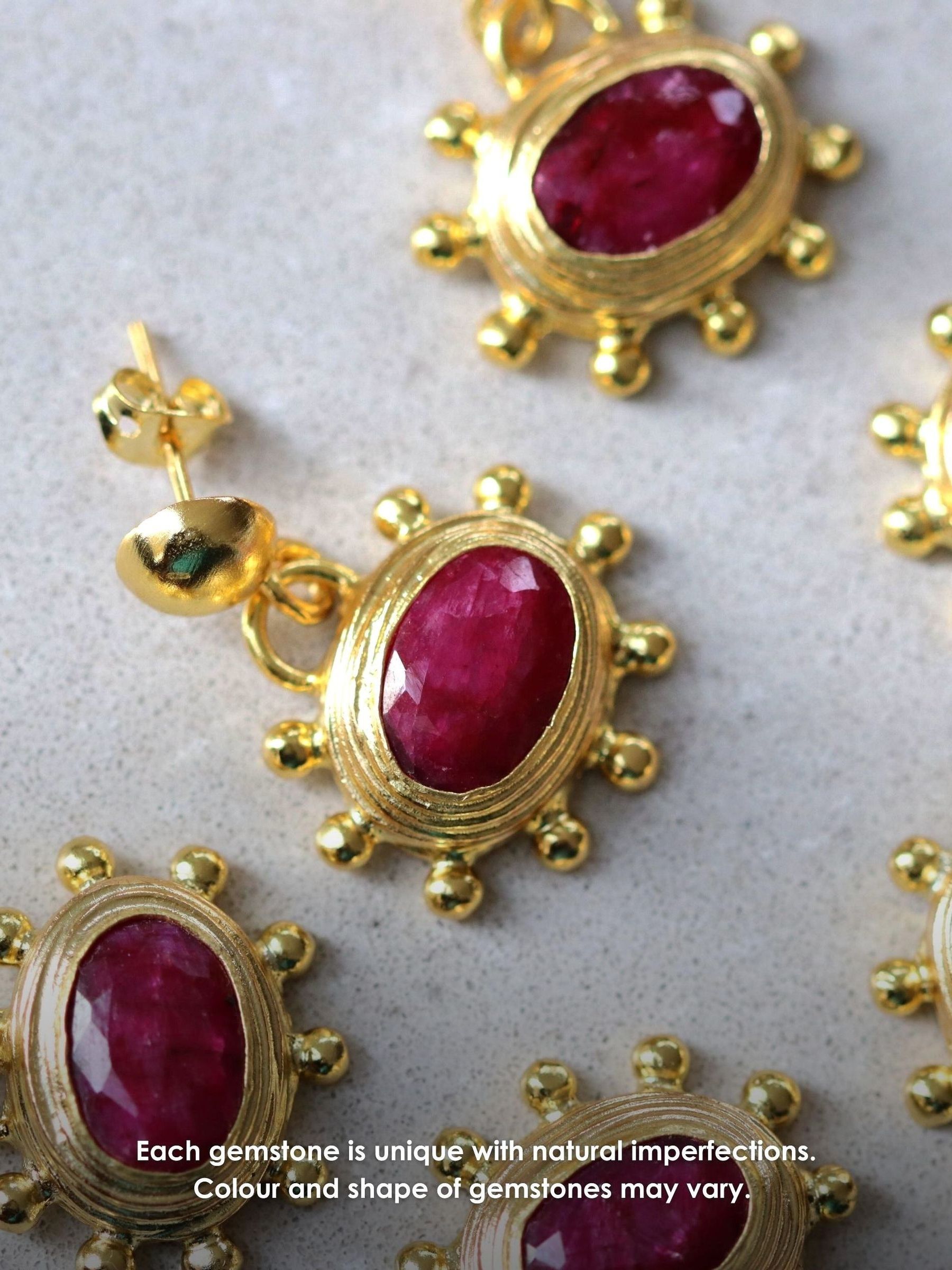 Ottoman Hands Gold Zand Ruby Drop Earrings - Image 4 of 4