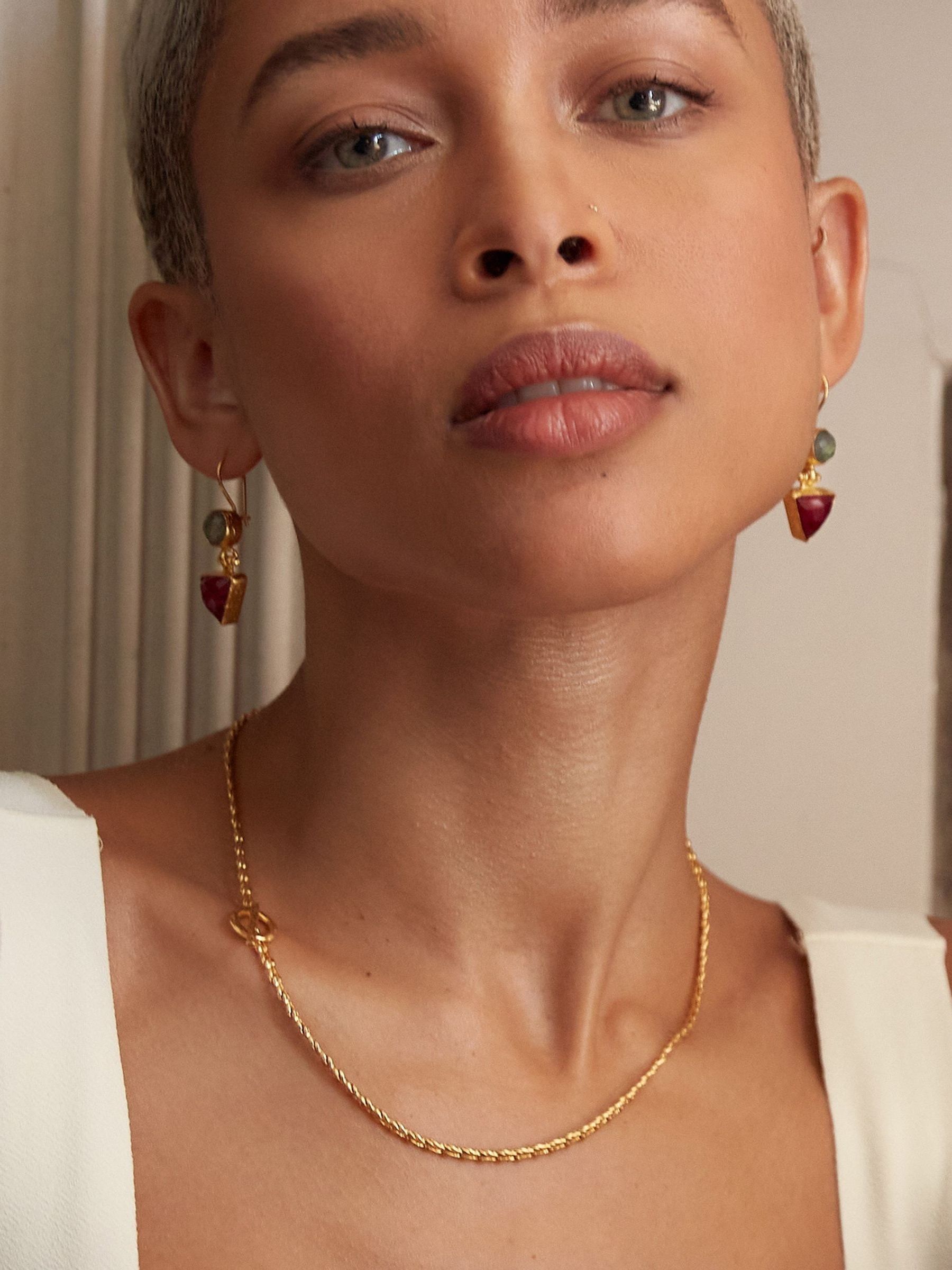 Ottoman Hands Gold Thea Snake Chain Necklace with T-Bar - Image 2 of 4