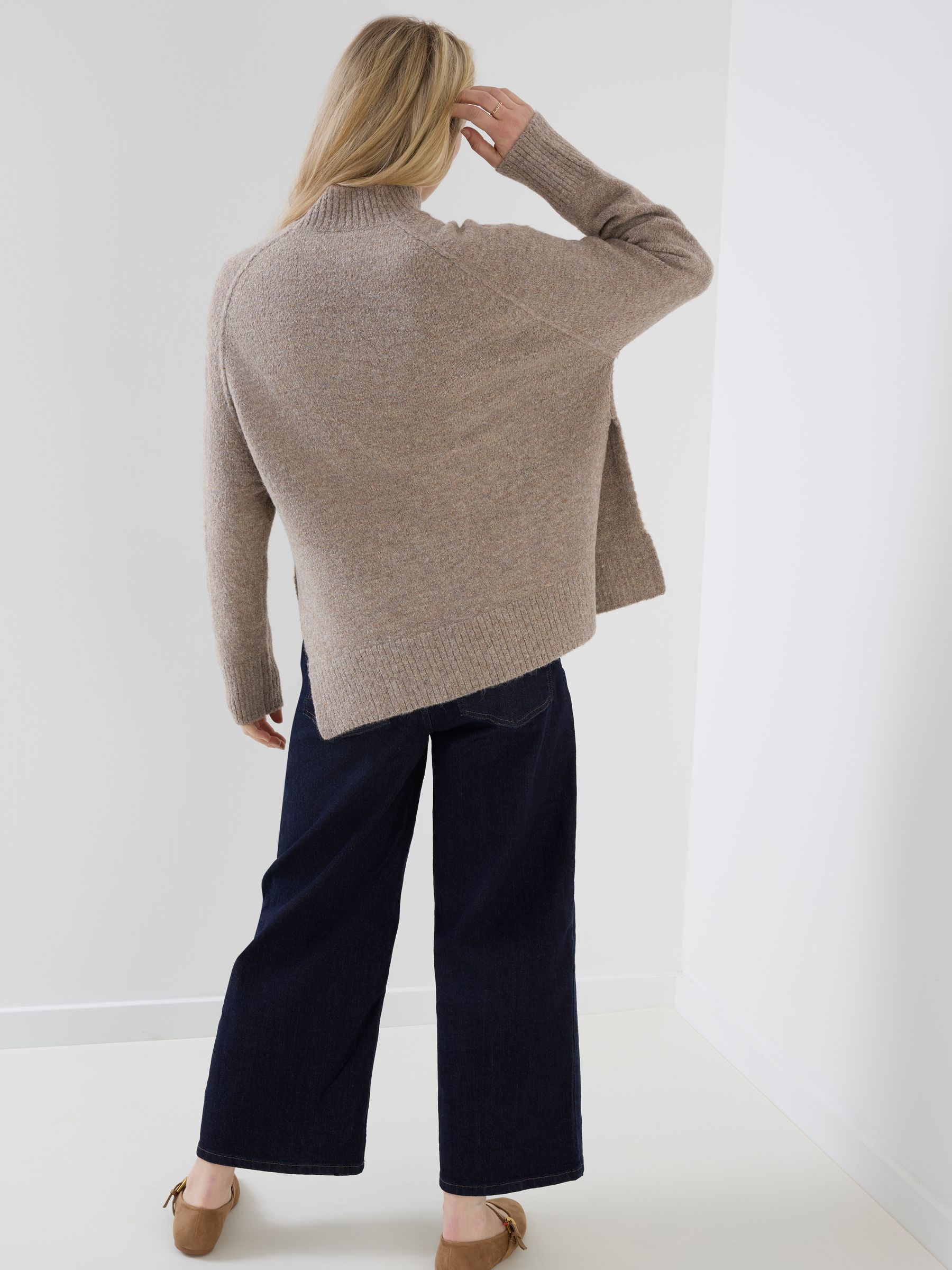Brown Long Sleeve Turtleneck Longline Maternity Jumper - Image 4 of 4