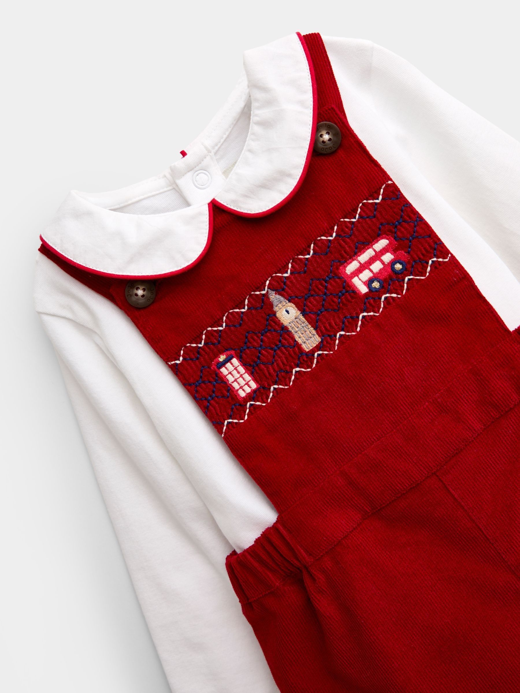 Red London Embroidered 2-Piece Dungarees & Bodysuit Set - Image 6 of 7