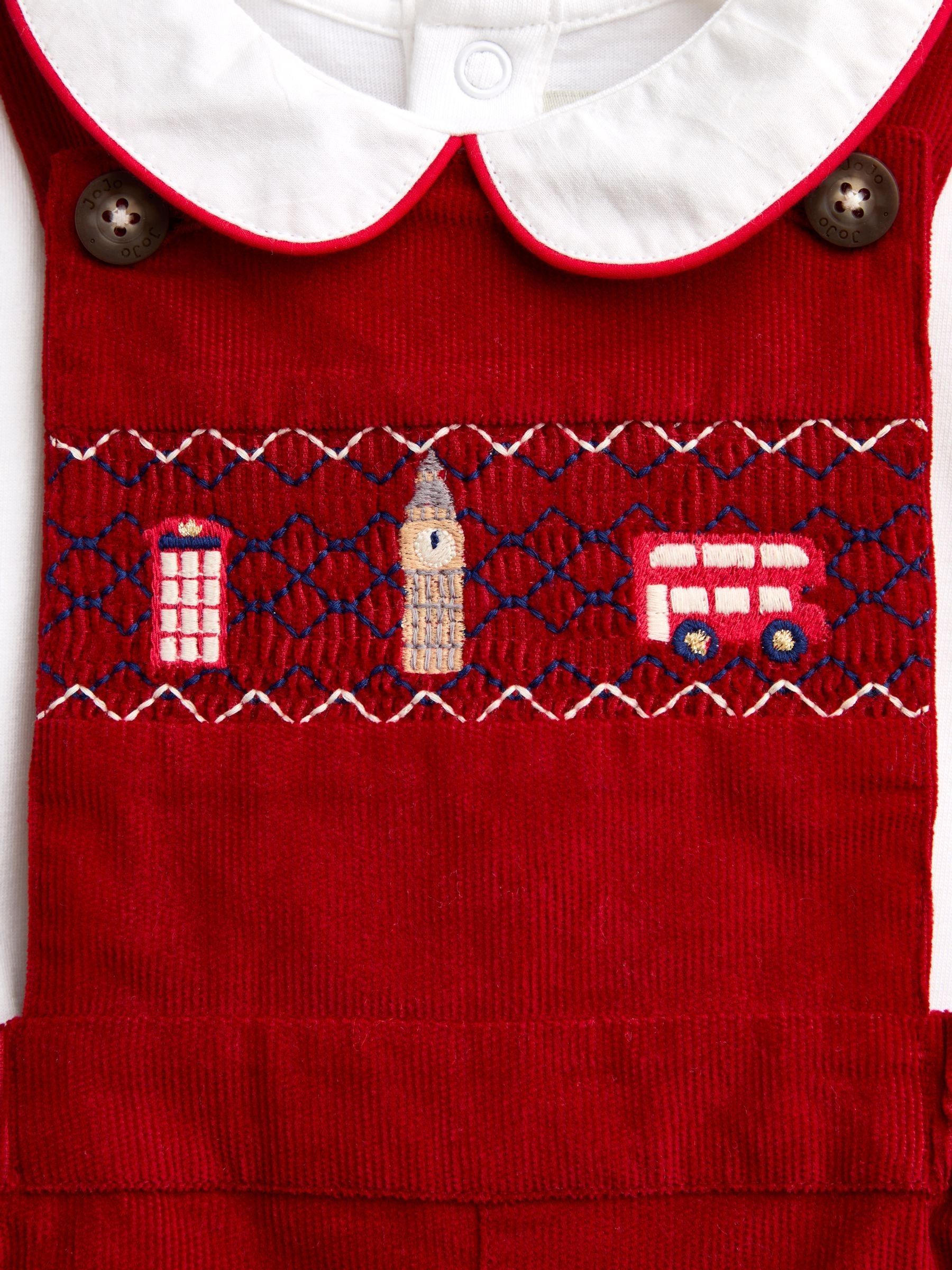 Red London Embroidered 2-Piece Dungarees & Bodysuit Set - Image 7 of 7