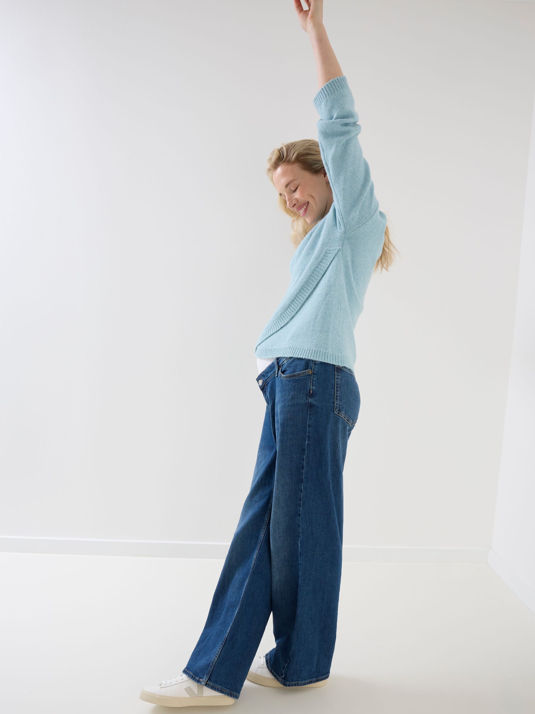 Light Blue Long Sleeve Cosy Knit Wrap Hem Nursing Jumper - Image 3 of 5