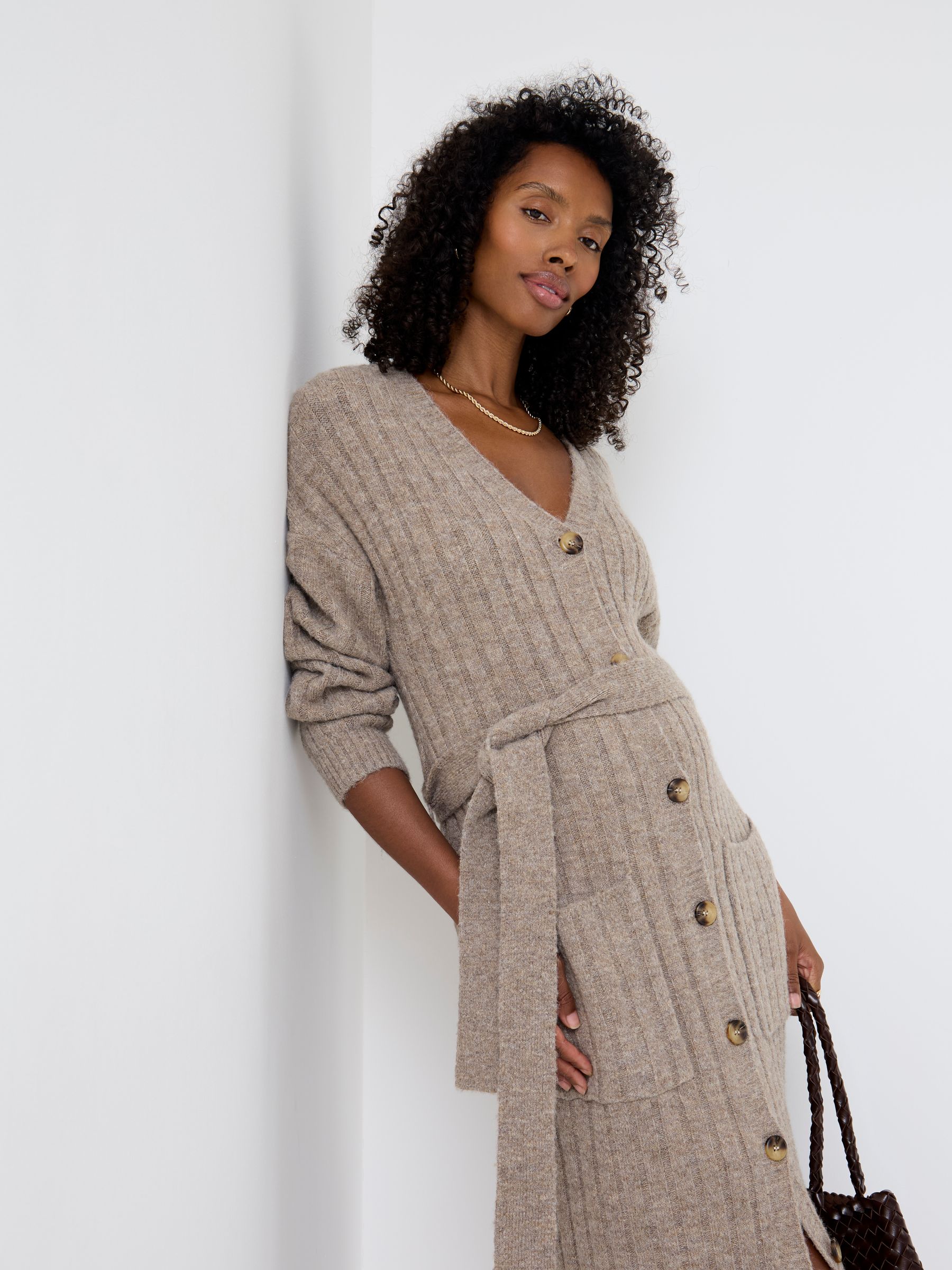 Natural Knit Maternity Cardigan Dress - Image 3 of 4