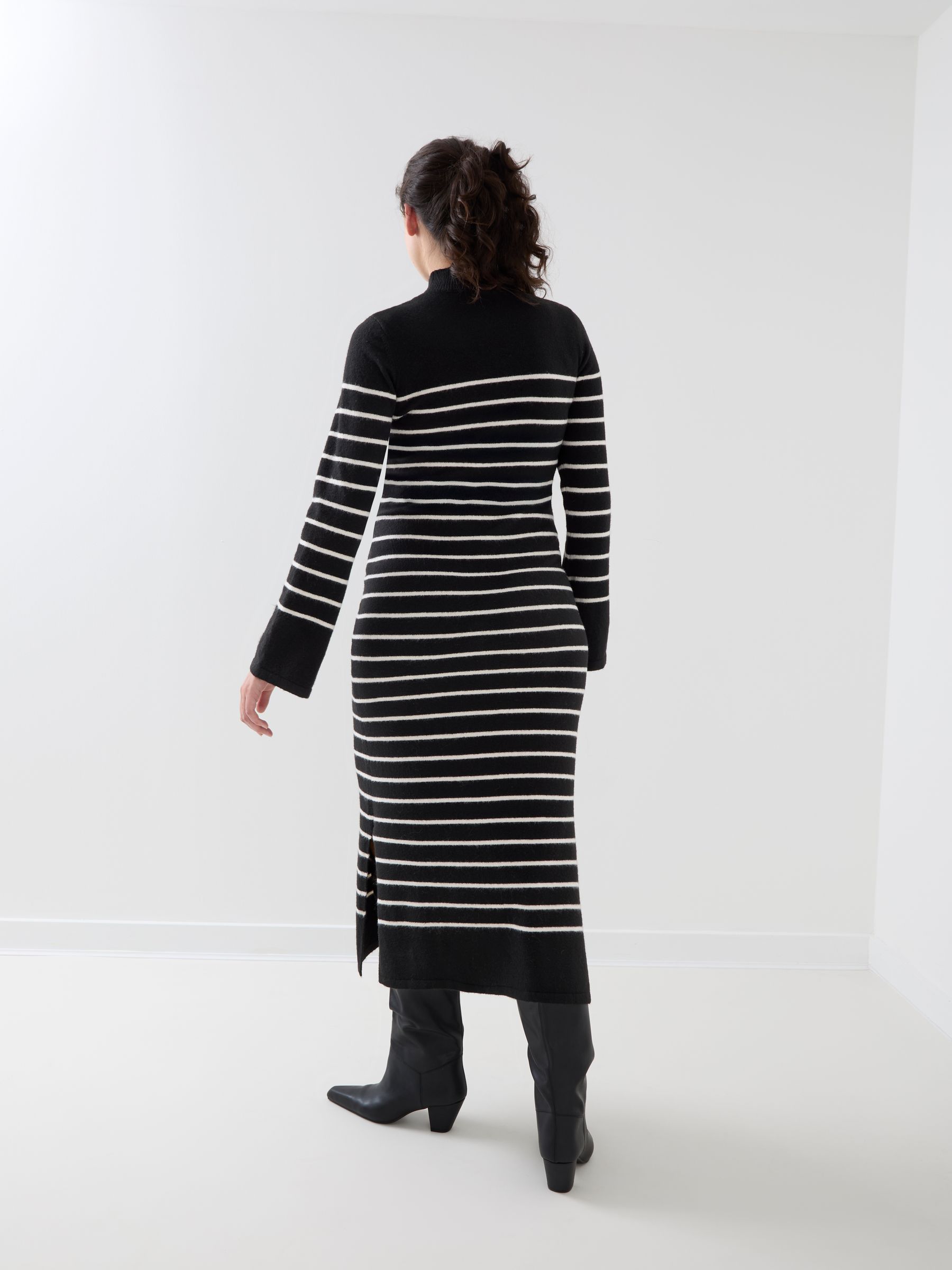 Black Stripe Column Knit Maternity Dress - Image 3 of 4
